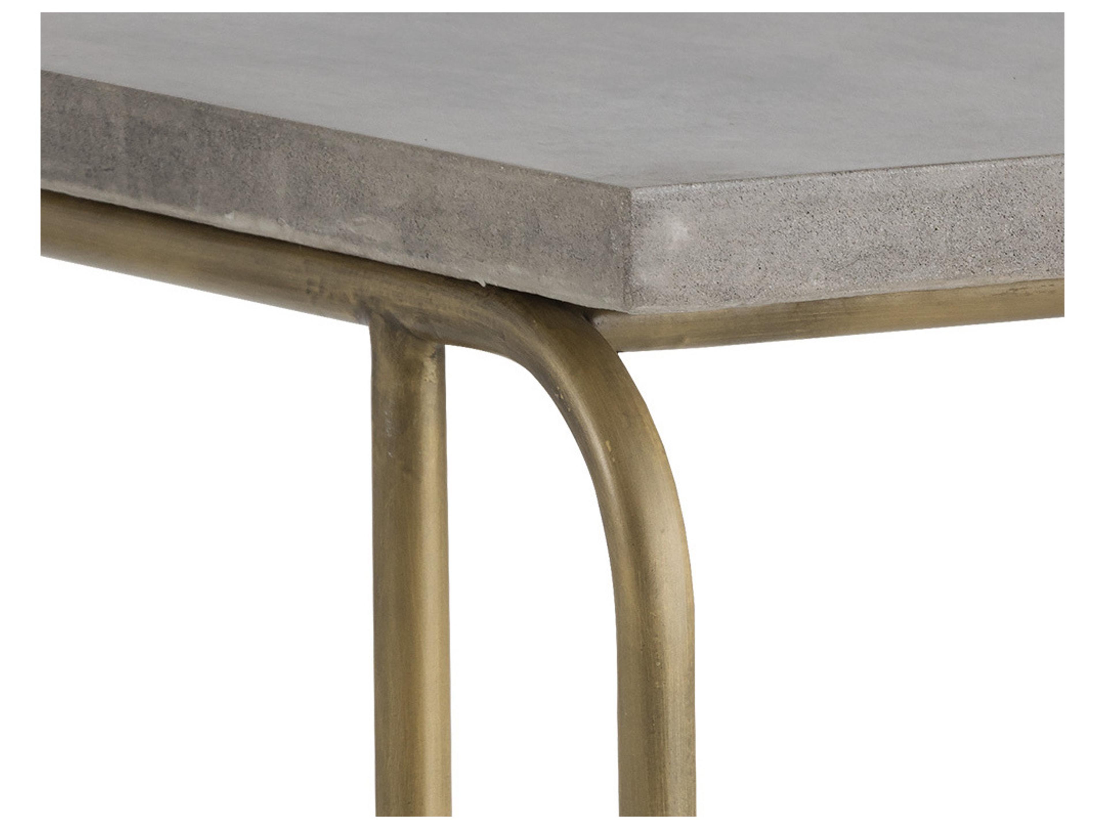 Sunpan Solterra Lucius Rectangular Concrete Grey Antique Brass End Table