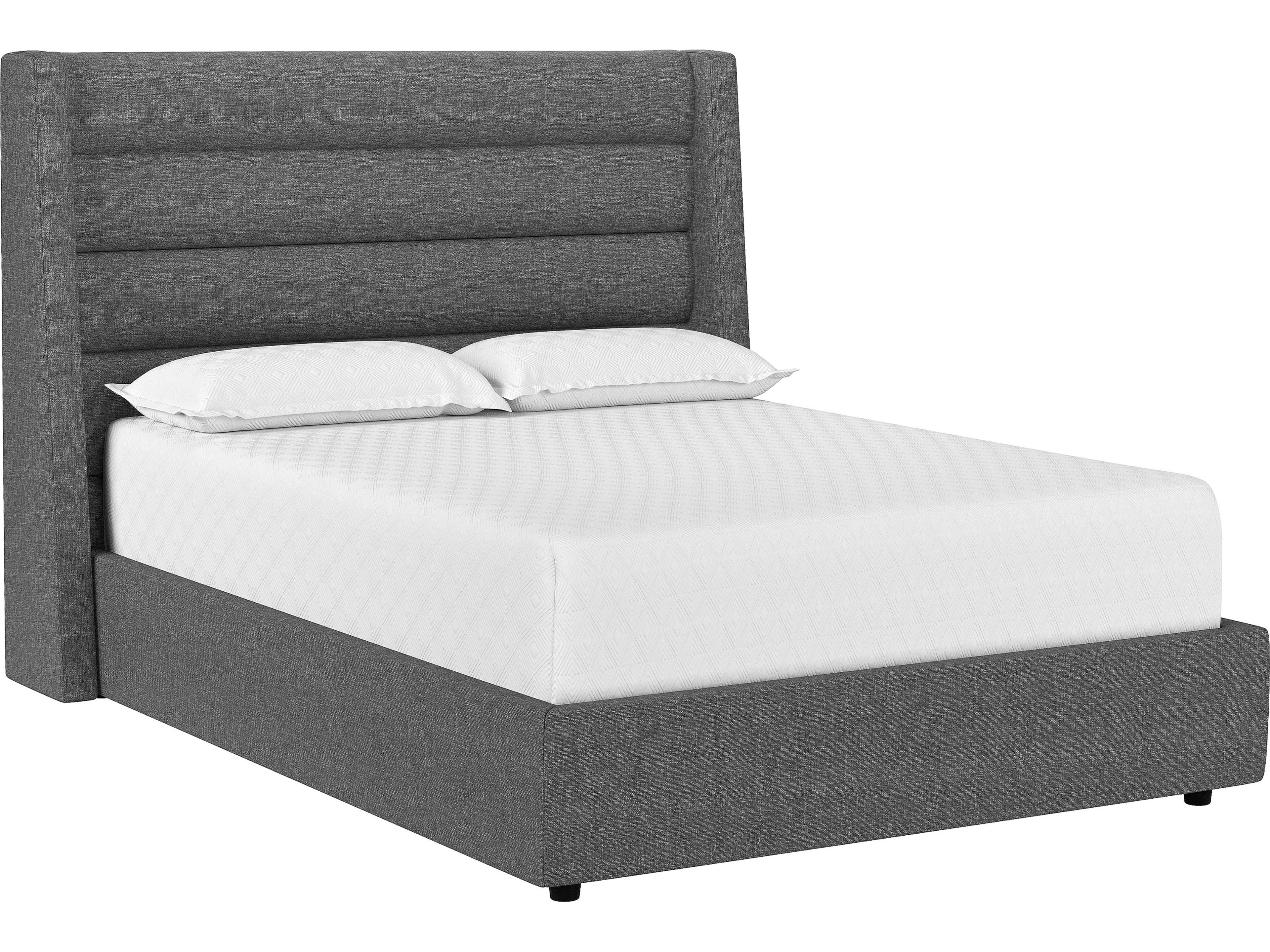 5west Emmit Quarry Grey Black Beech Wood Upholstered King Platform Bed