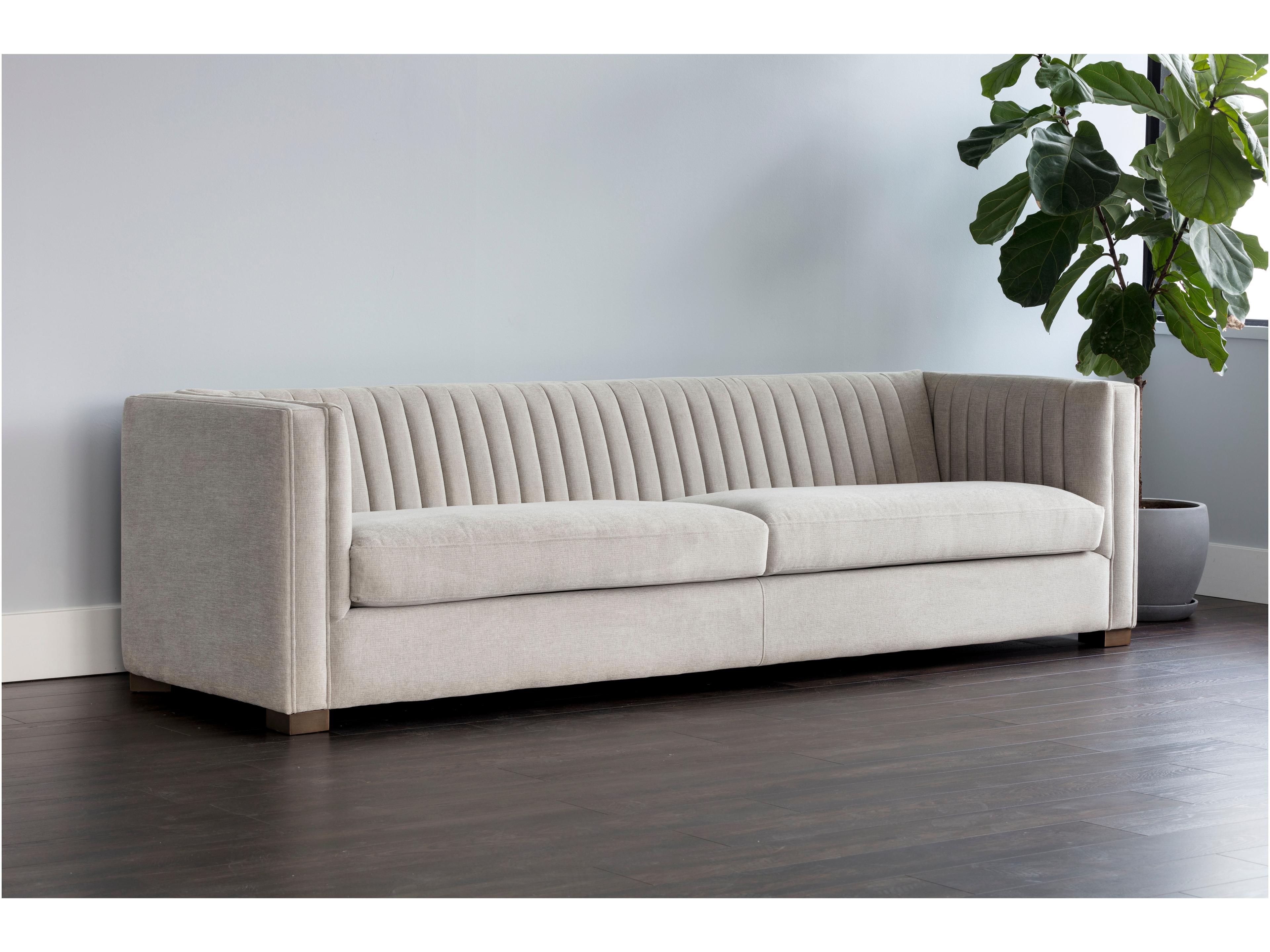 Sunpan Caitlin Hemingway Silver Antique Brass Gray Upholstered Sofa