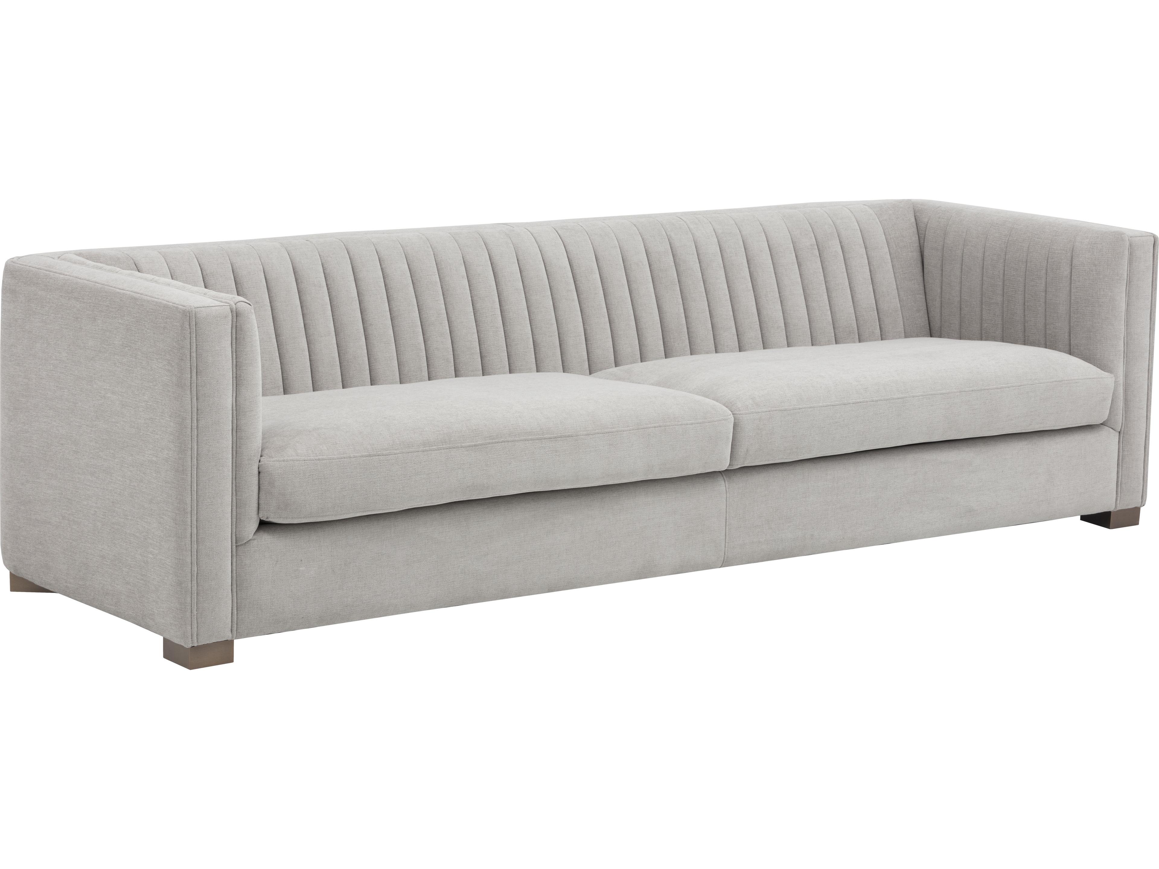 Sunpan Caitlin Hemingway Silver Antique Brass Gray Upholstered Sofa