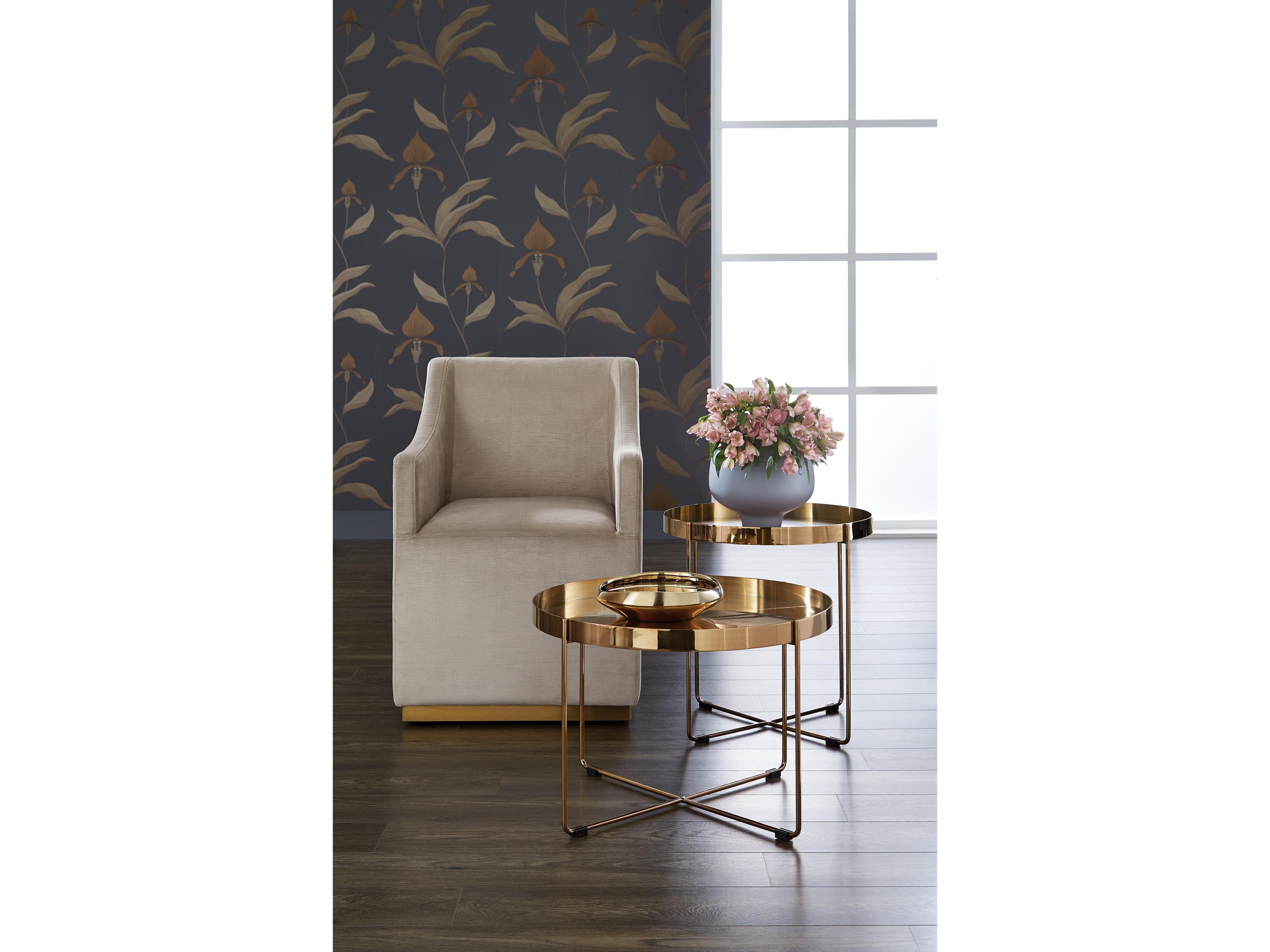 Sunpan Irongate Zane Wheeled Rolling Beige Fabric Accent Chair