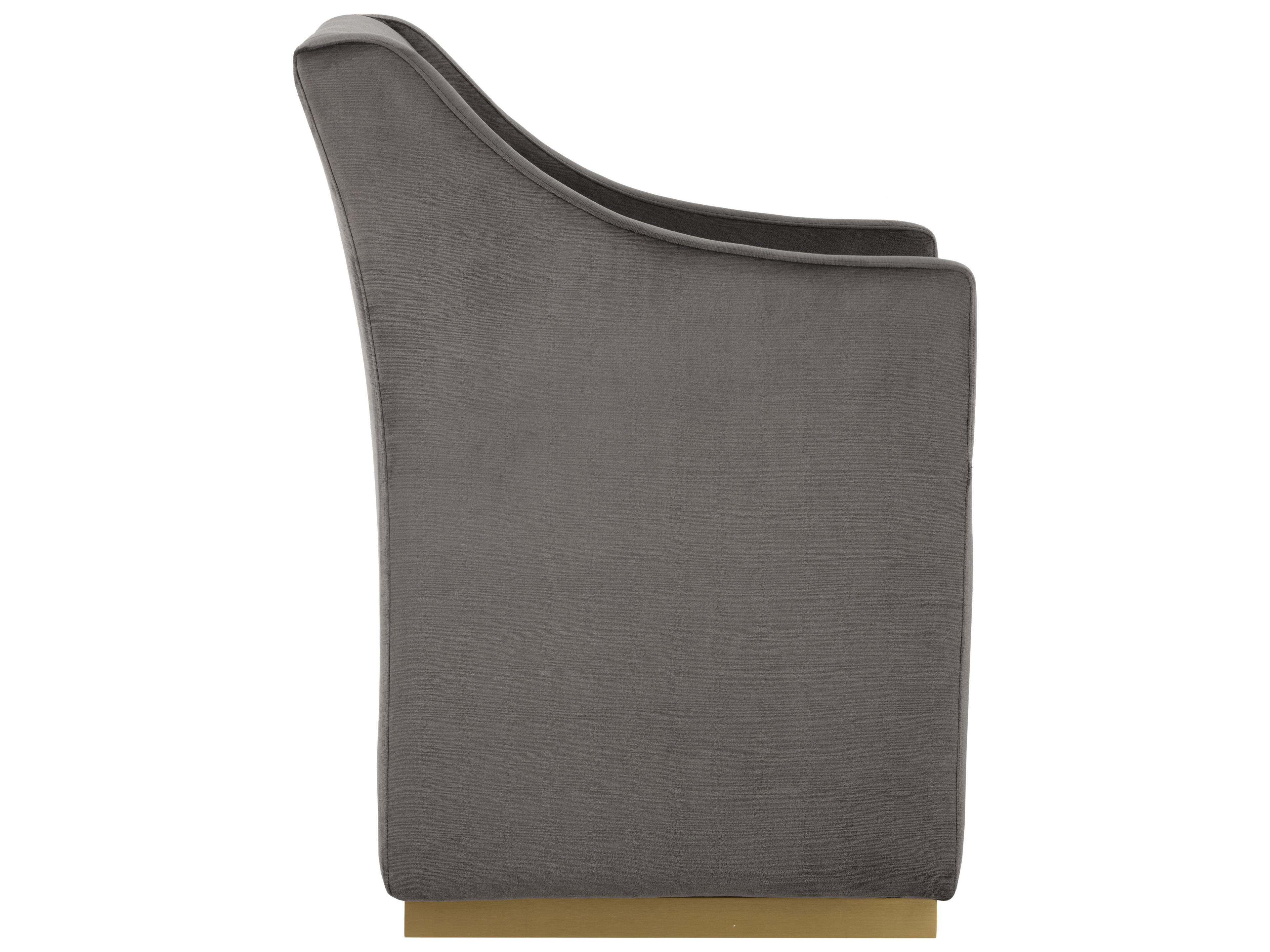 Sunpan Irongate Zane Wheeled Rolling Gray Fabric Accent Chair