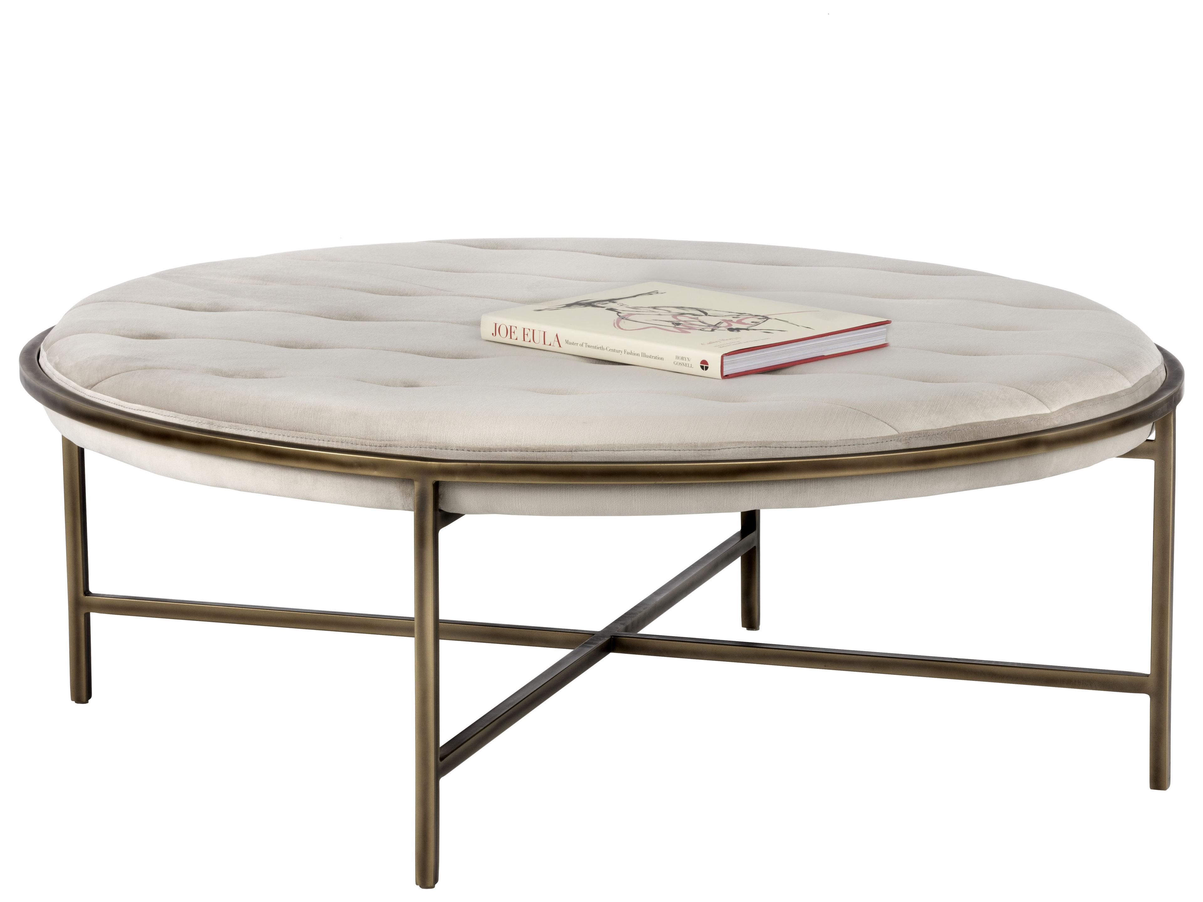 Irongate Ethel Piccolo Prosecco Rustic Bronze Beige Upholstered Ottoman