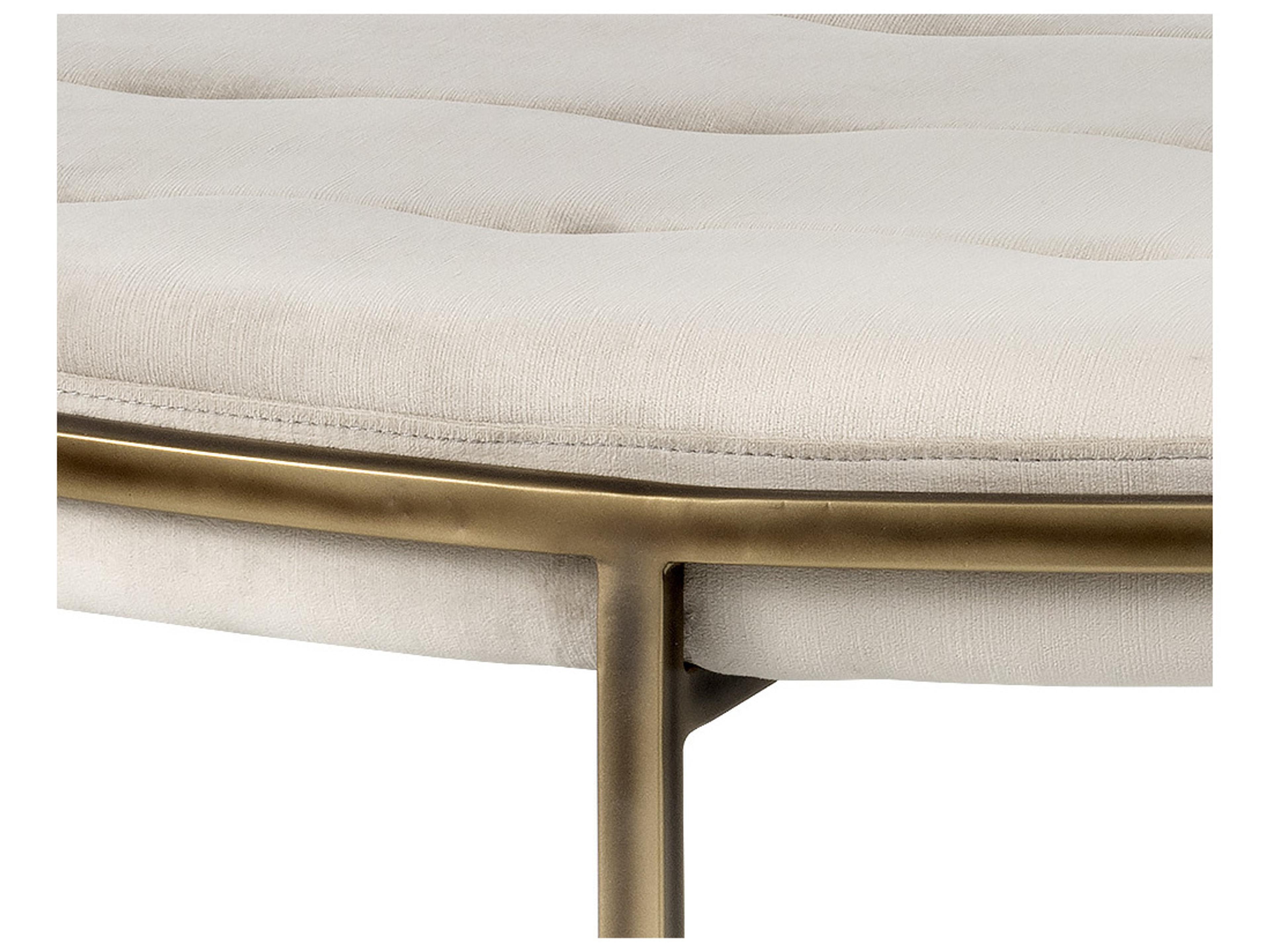 Sunpan Irongate Ethel Piccolo Prosecco Rustic Bronze Beige Upholstered Ottoman