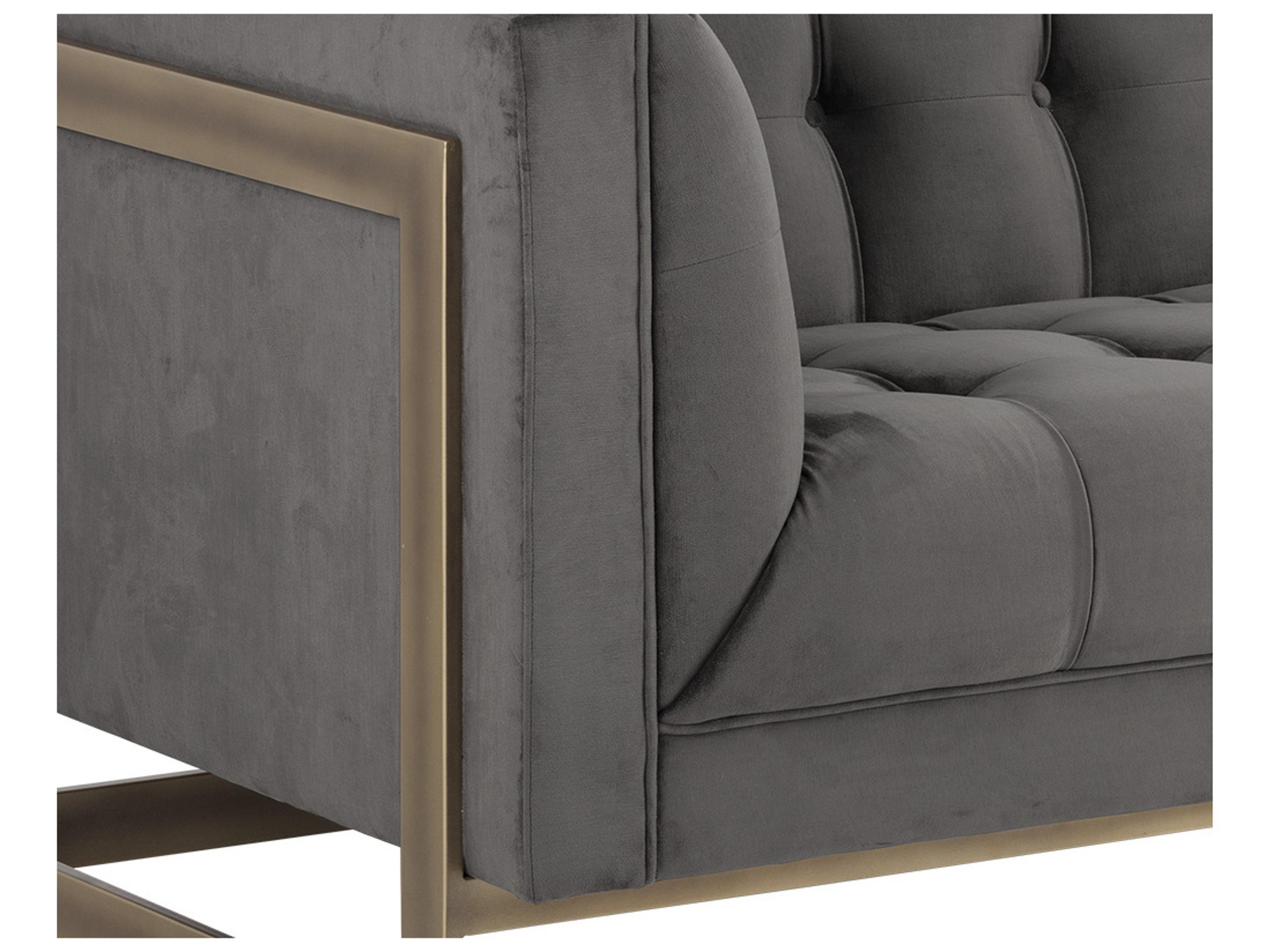 Sunpan Irongate Ekon Piccolo Pebble Rustic Bronze Gray Upholstered Sofa