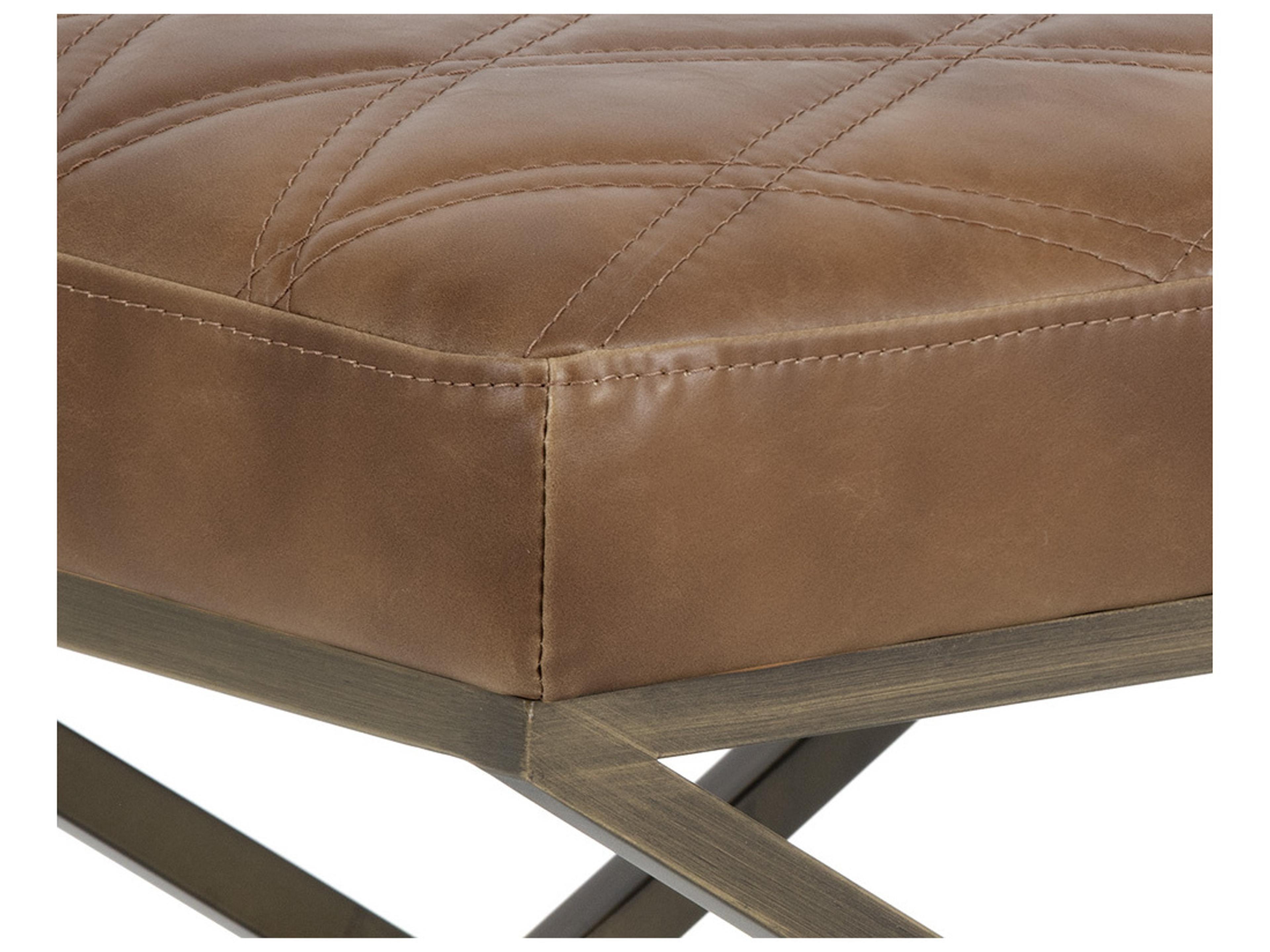 Sunpan 5west Tobacco Tan Antique Brass Faux Leather Accent Bench