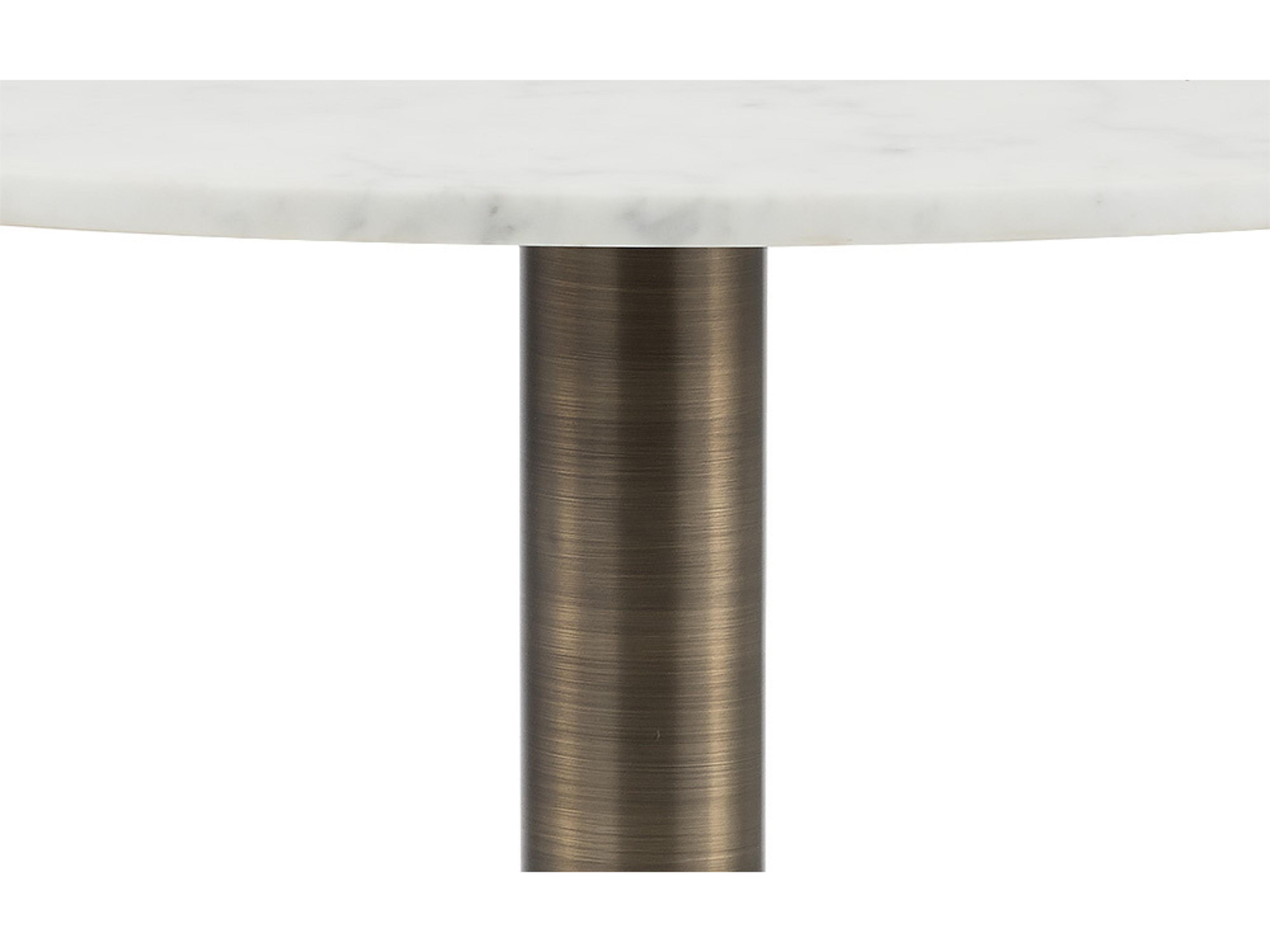 Sunpan Ikon Enco Round Marble White Antique Bronze Dining Table