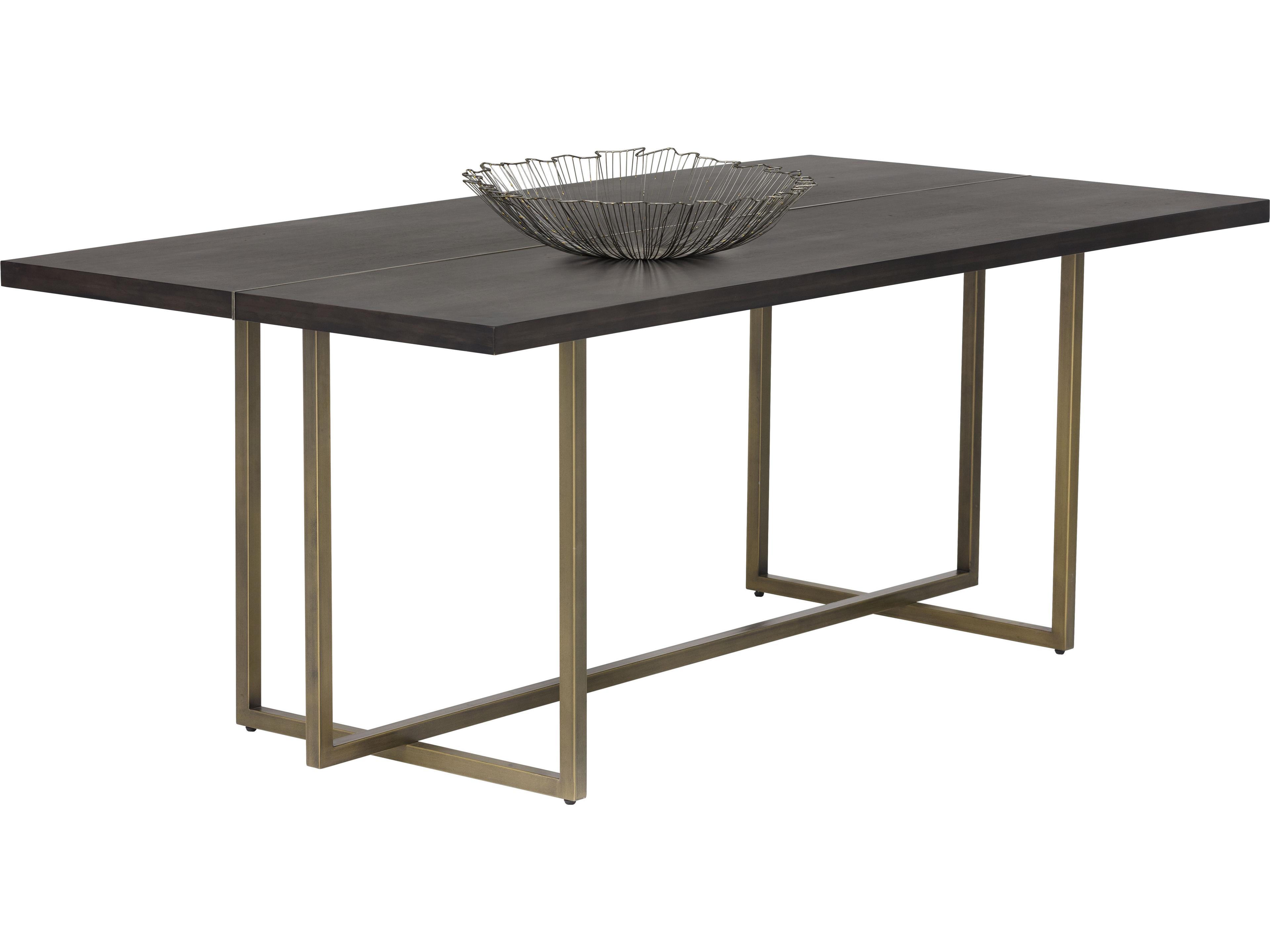 Jade Dining Table in Antique Brass in Dark Mango in 79"