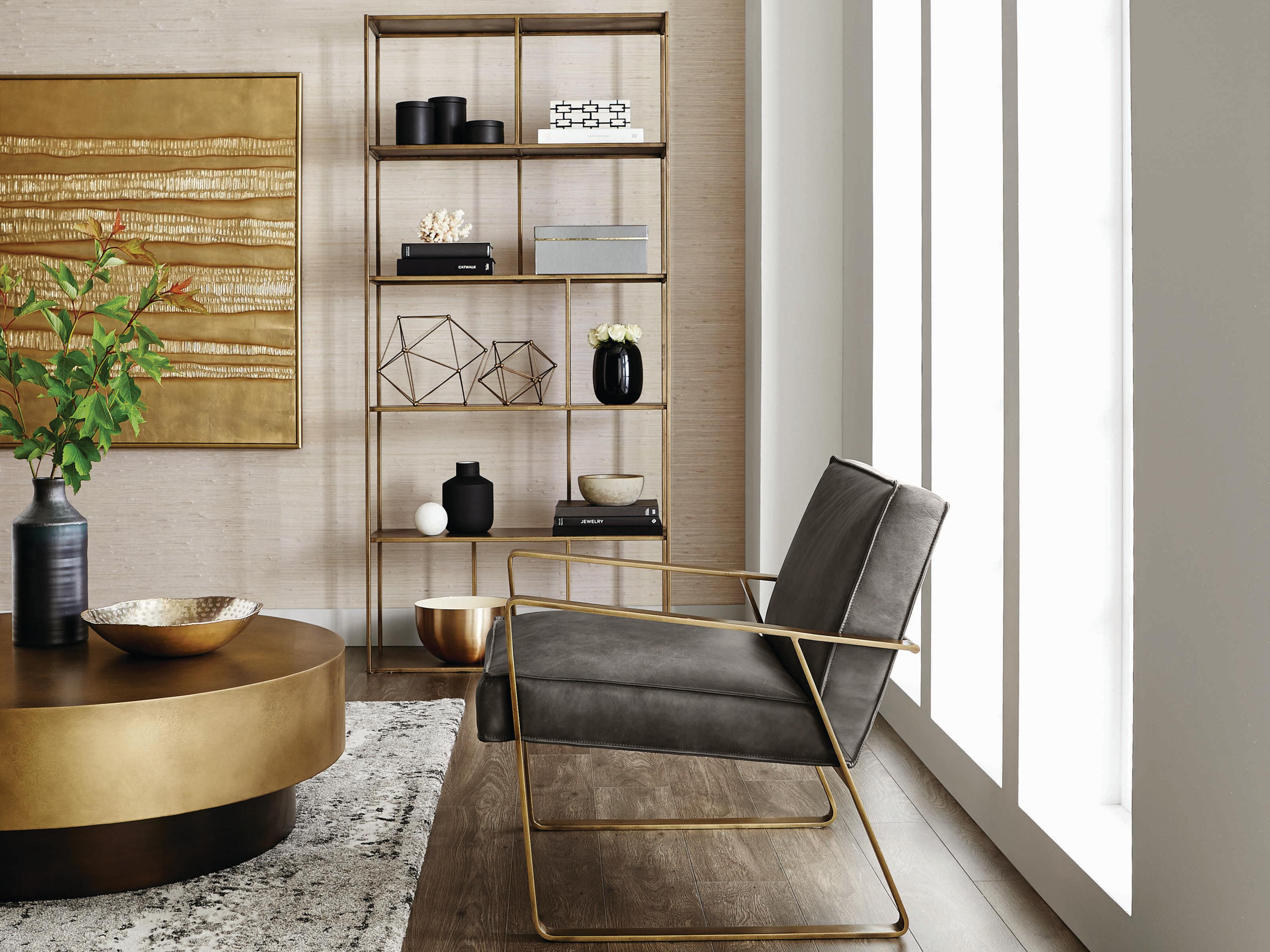 Sunpan Mixt Gold Antique Brass Bookcase