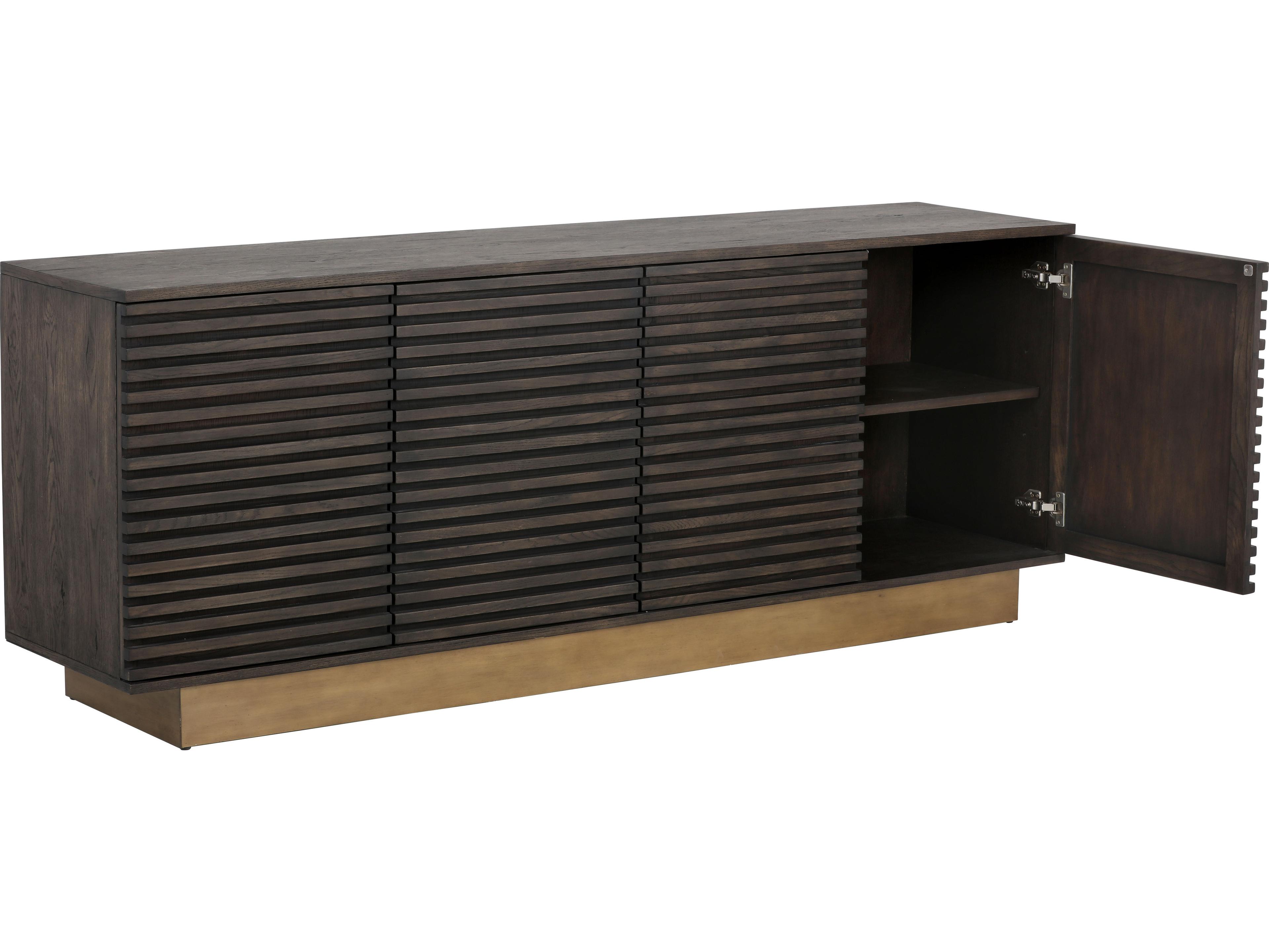 Sunpan Mixt 78" Oak Wood Brown Antique Brass Sideboard