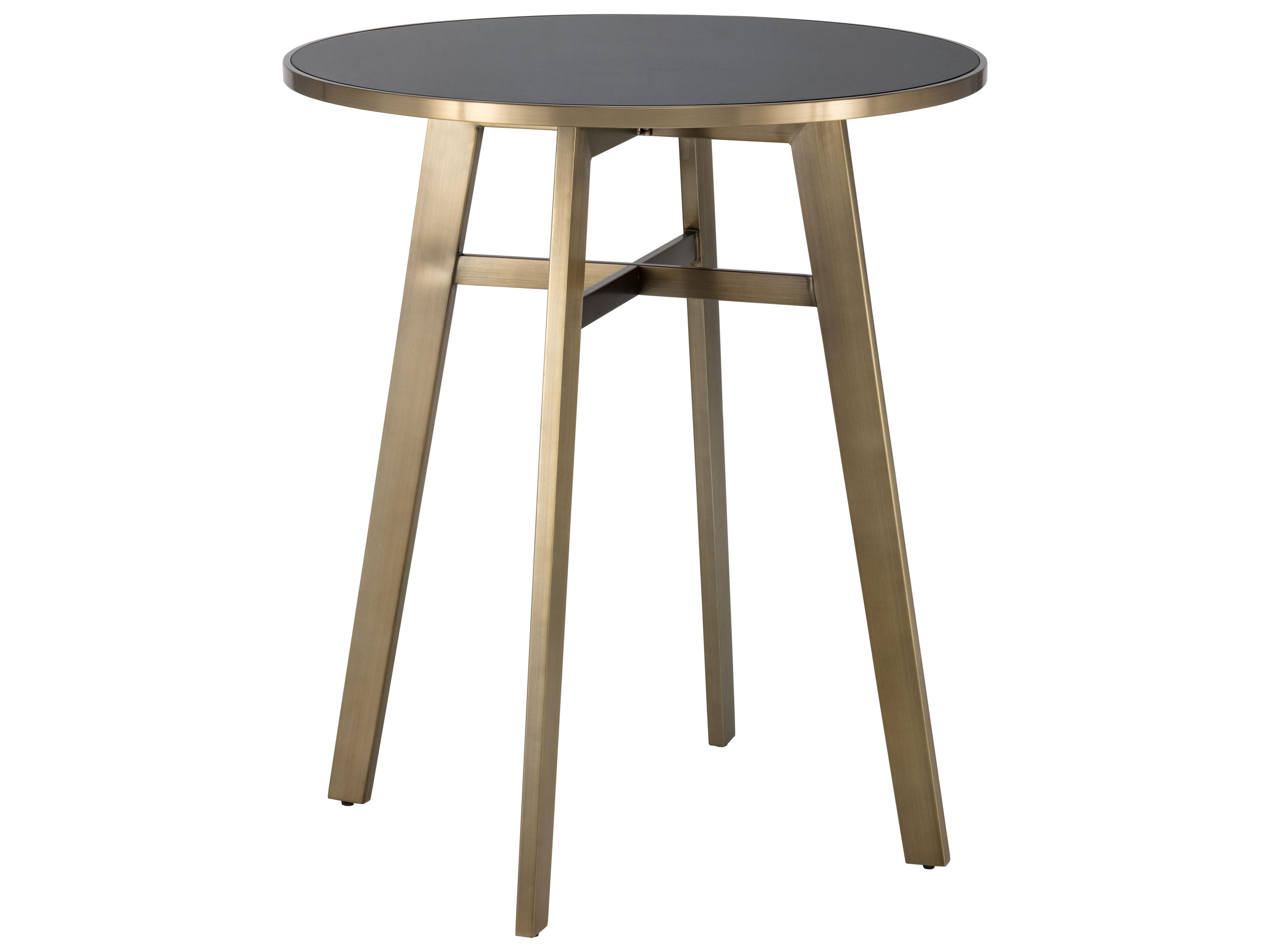 Sunpan Ikon Black Antique Brass Round Glass Bar Table
