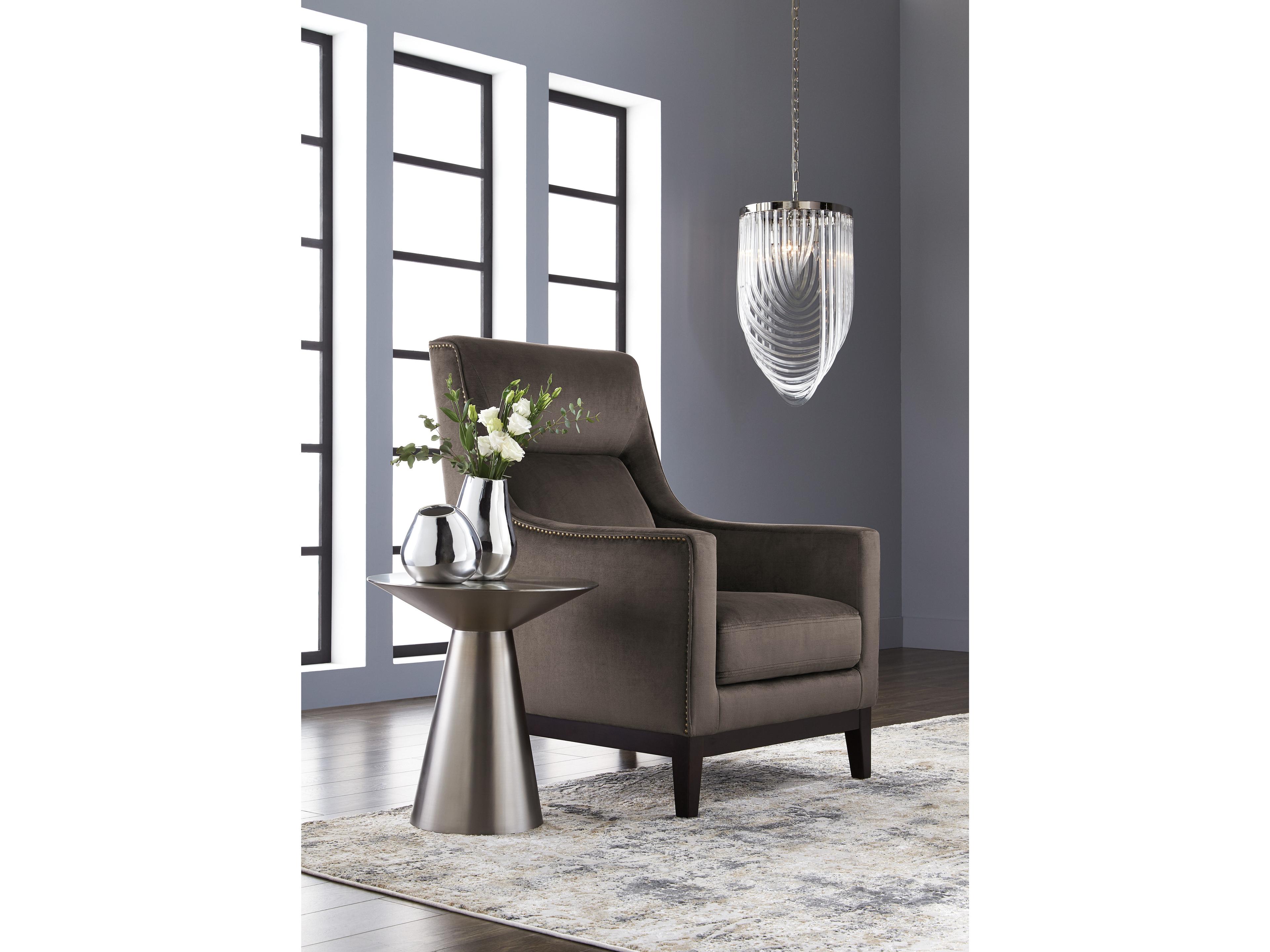 Sunpan Ikon Carmel Round Metal Silver Polished Steel End Table