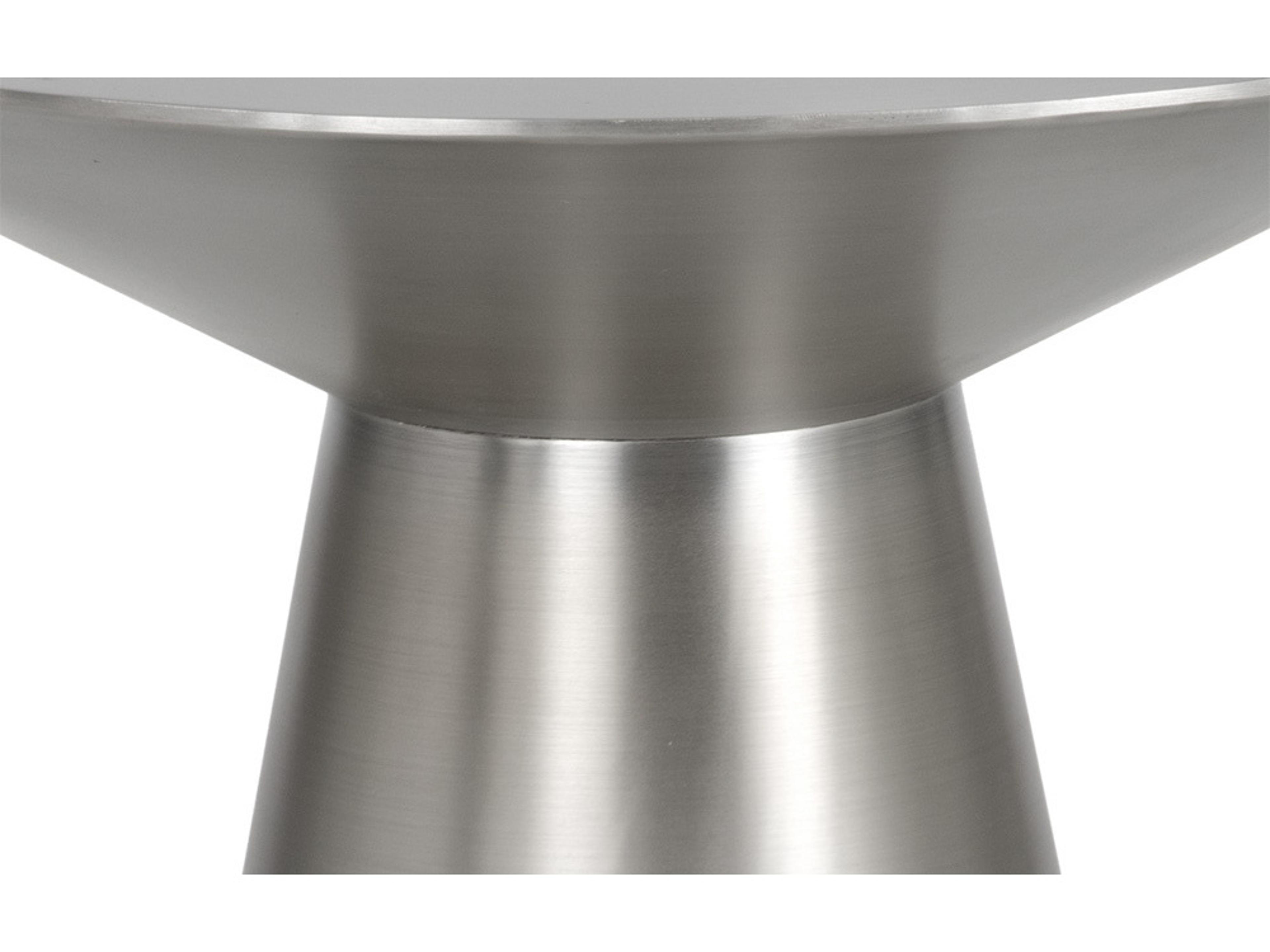 Sunpan Ikon Carmel Round Metal Silver Polished Steel End Table