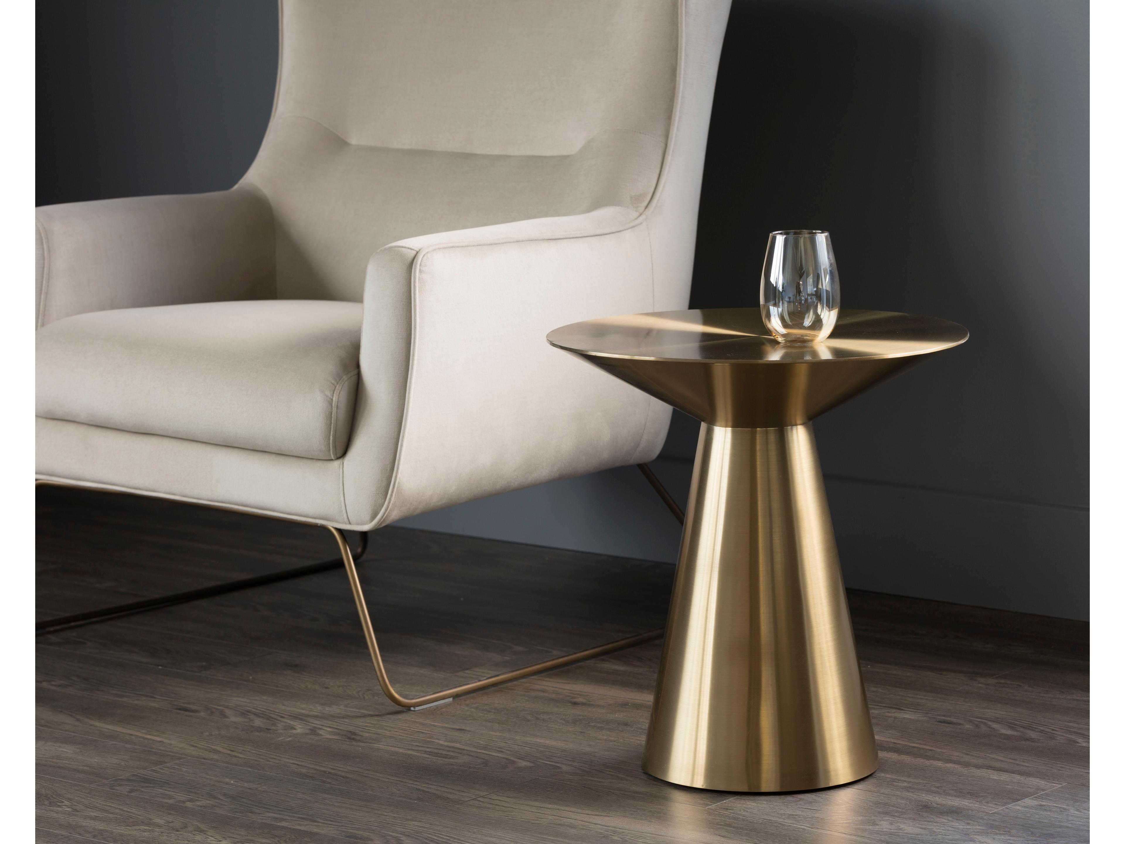 Sunpan Ikon Carmel Round Metal Gold End Table