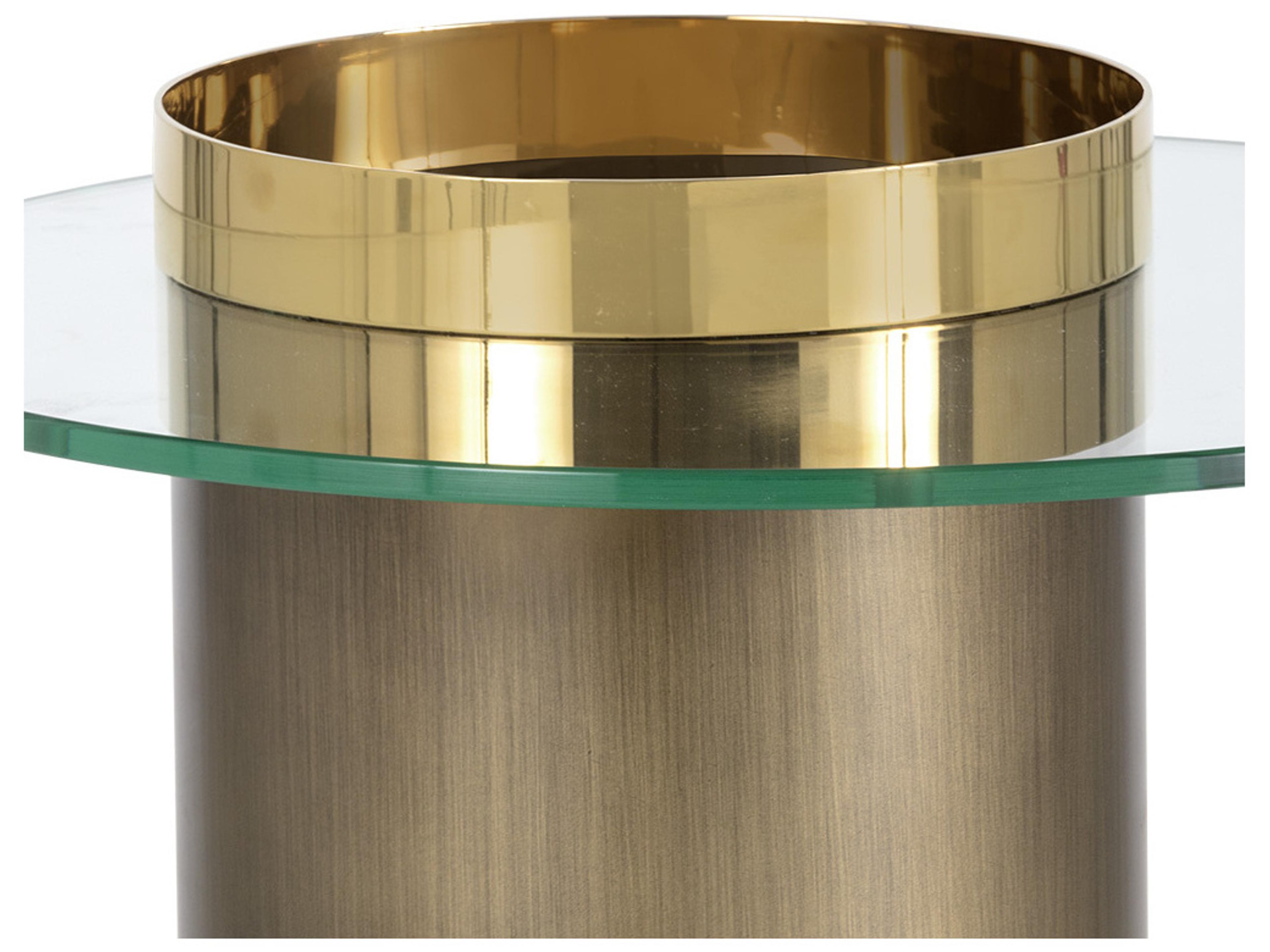 Sunpan Ikon Haru Round Glass Gold End Table