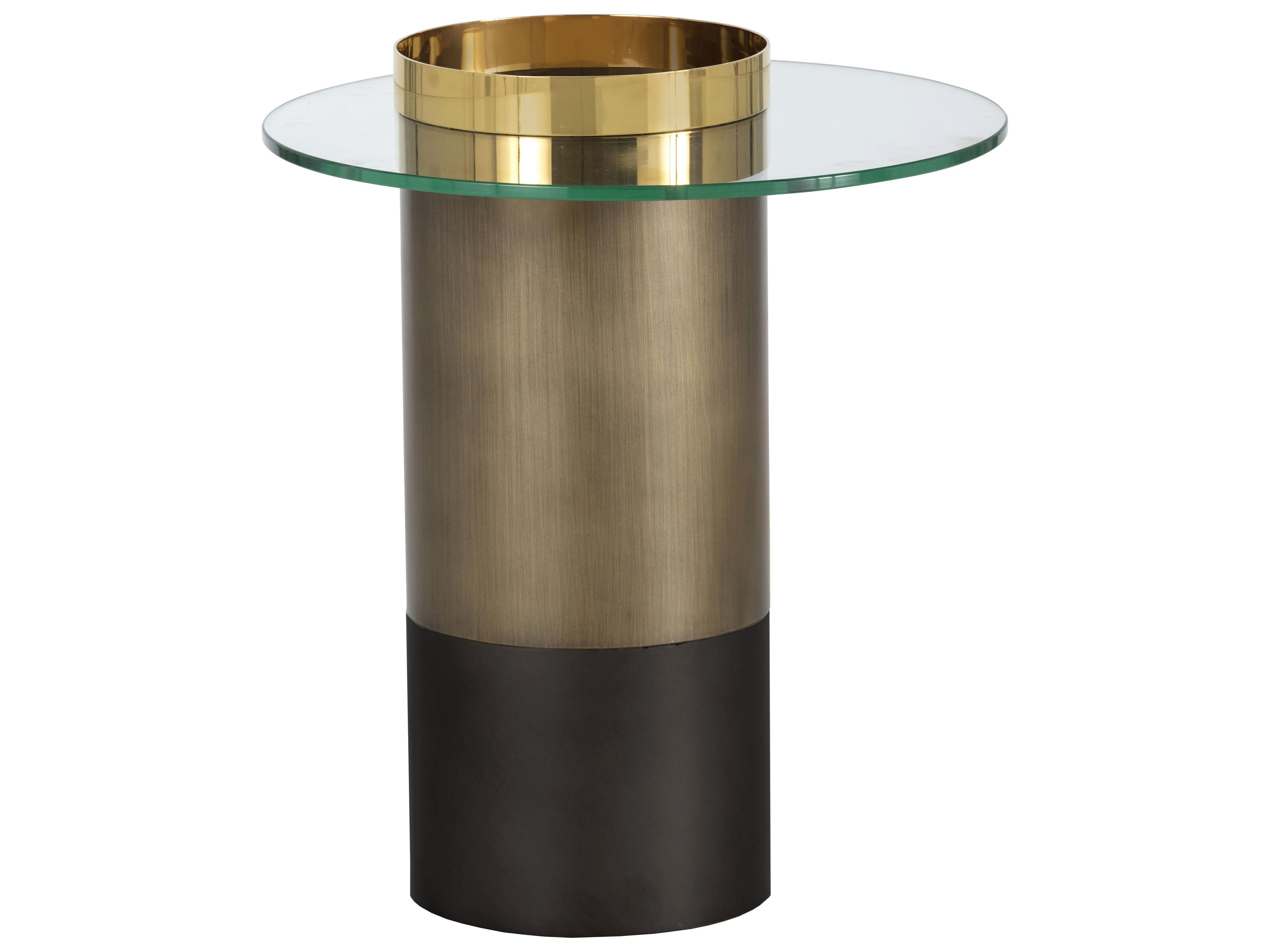 Ikon Haru Round Glass Gold End Table