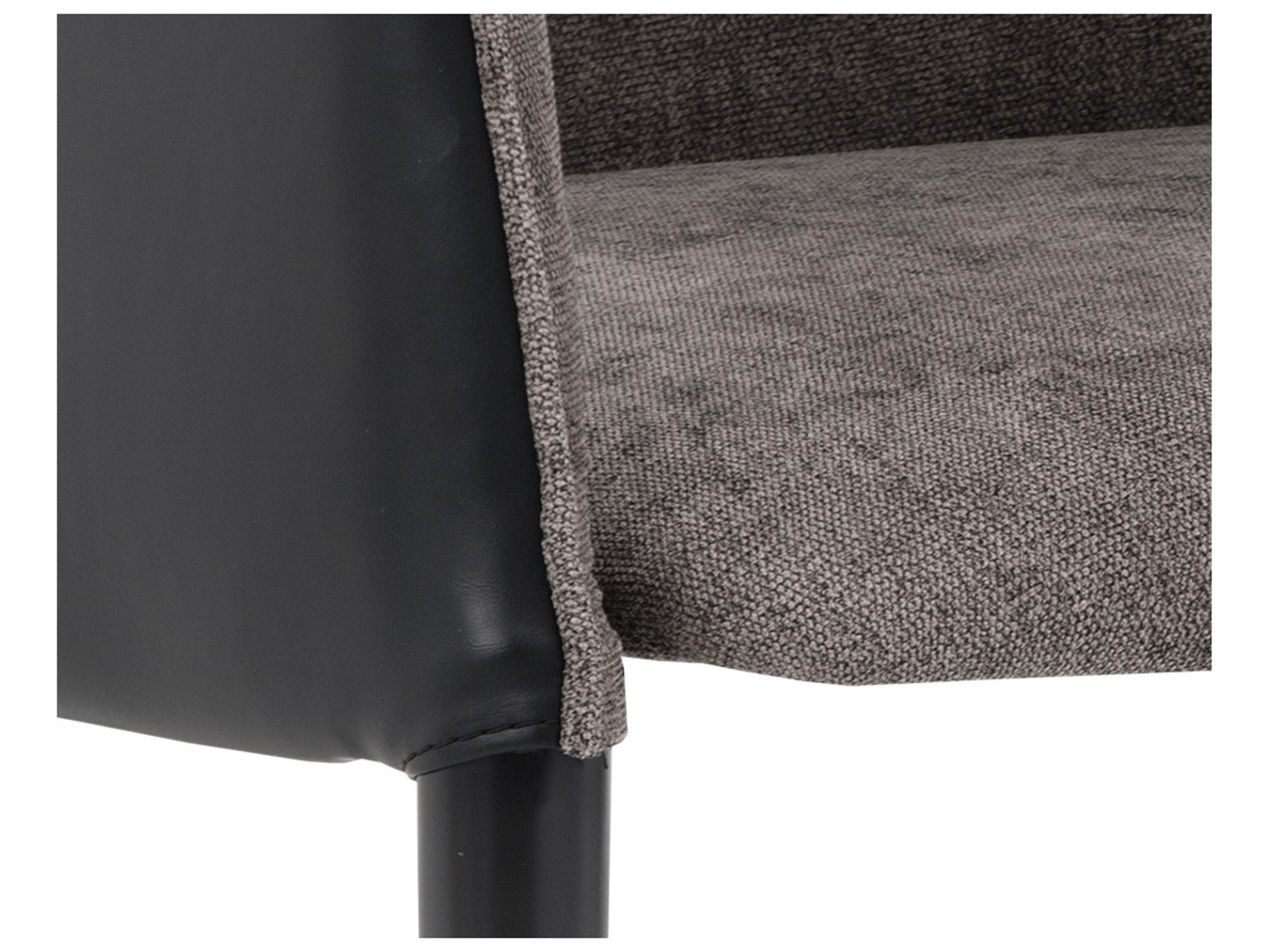 Sunpan Ikon Asher Leather Gray Upholstered Arm Dining Chair