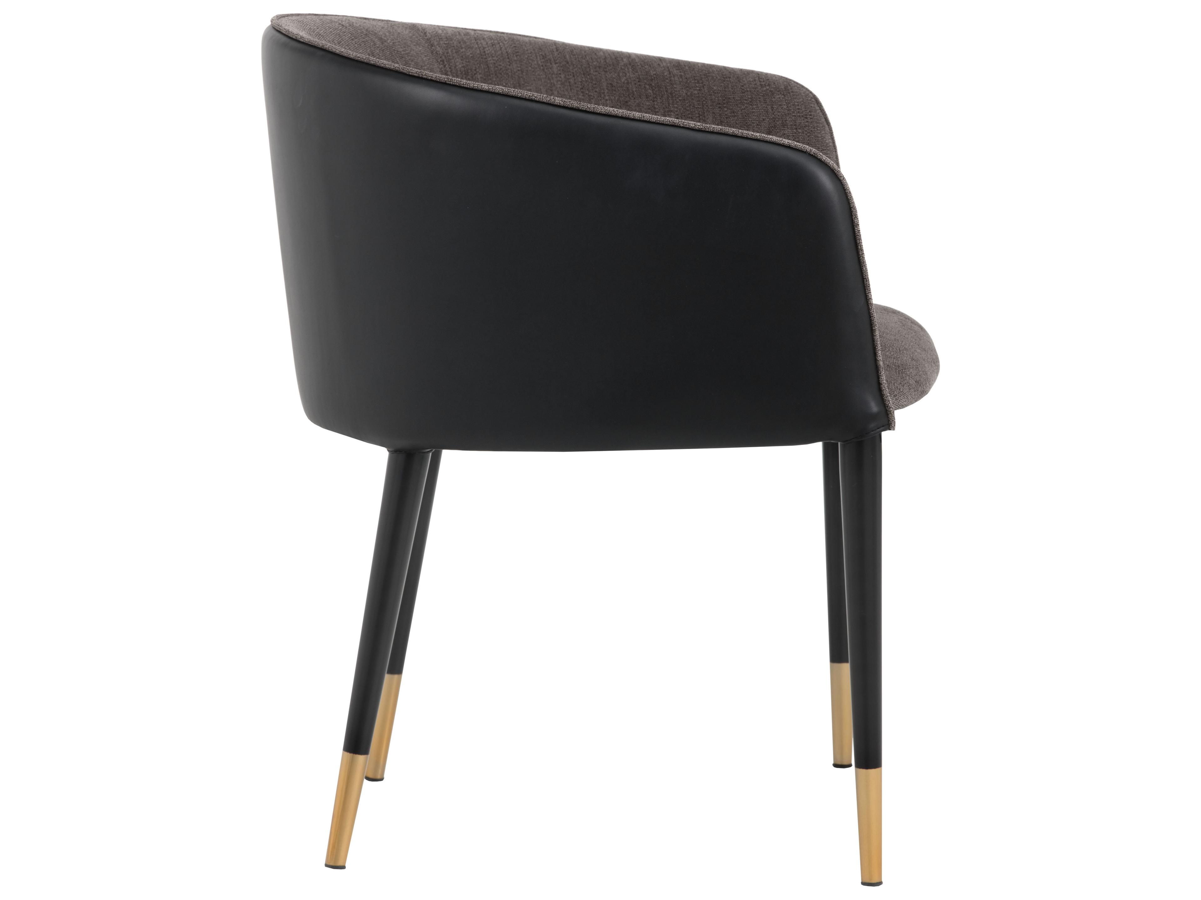 Sunpan Ikon Asher Leather Gray Upholstered Arm Dining Chair