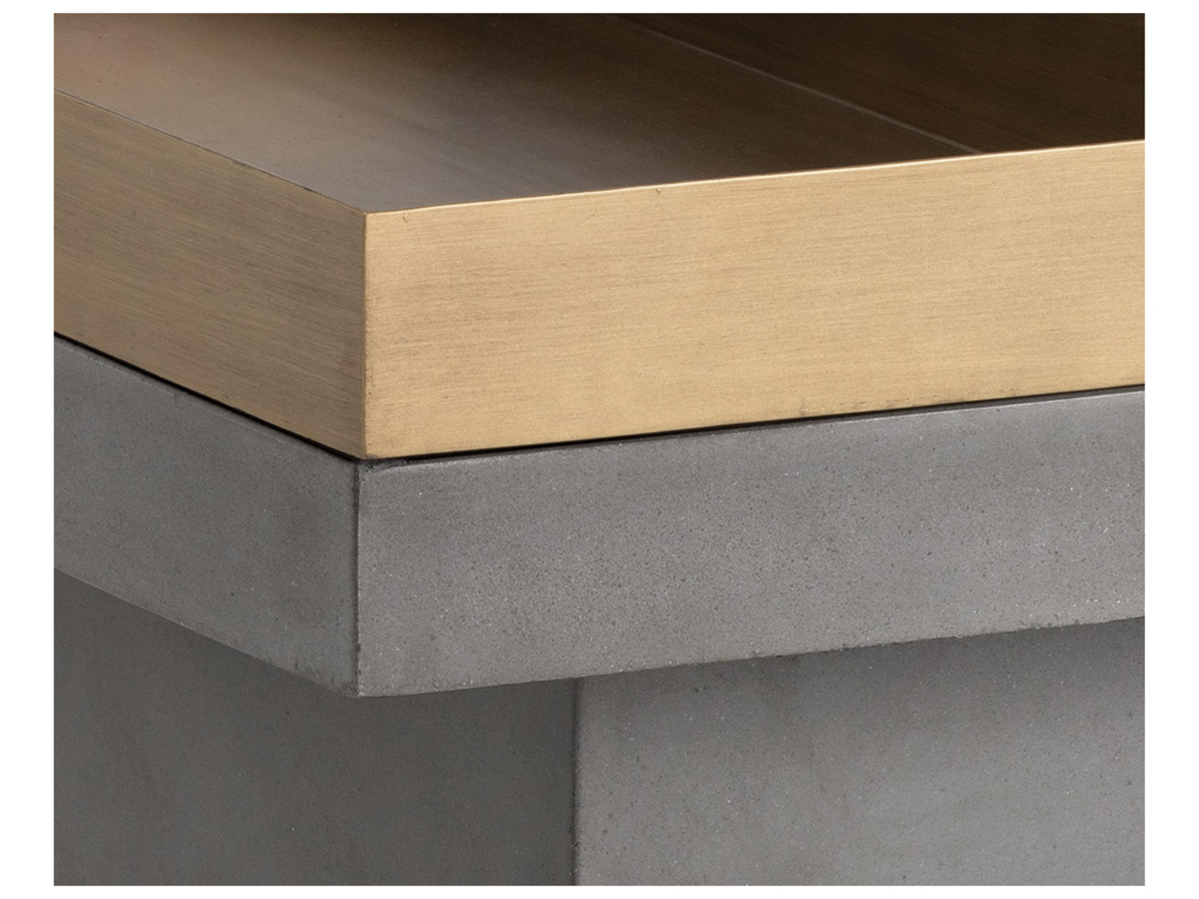 Sunpan Mixt Quill Rectangular Concrete Grey Antique Brass Coffee Table