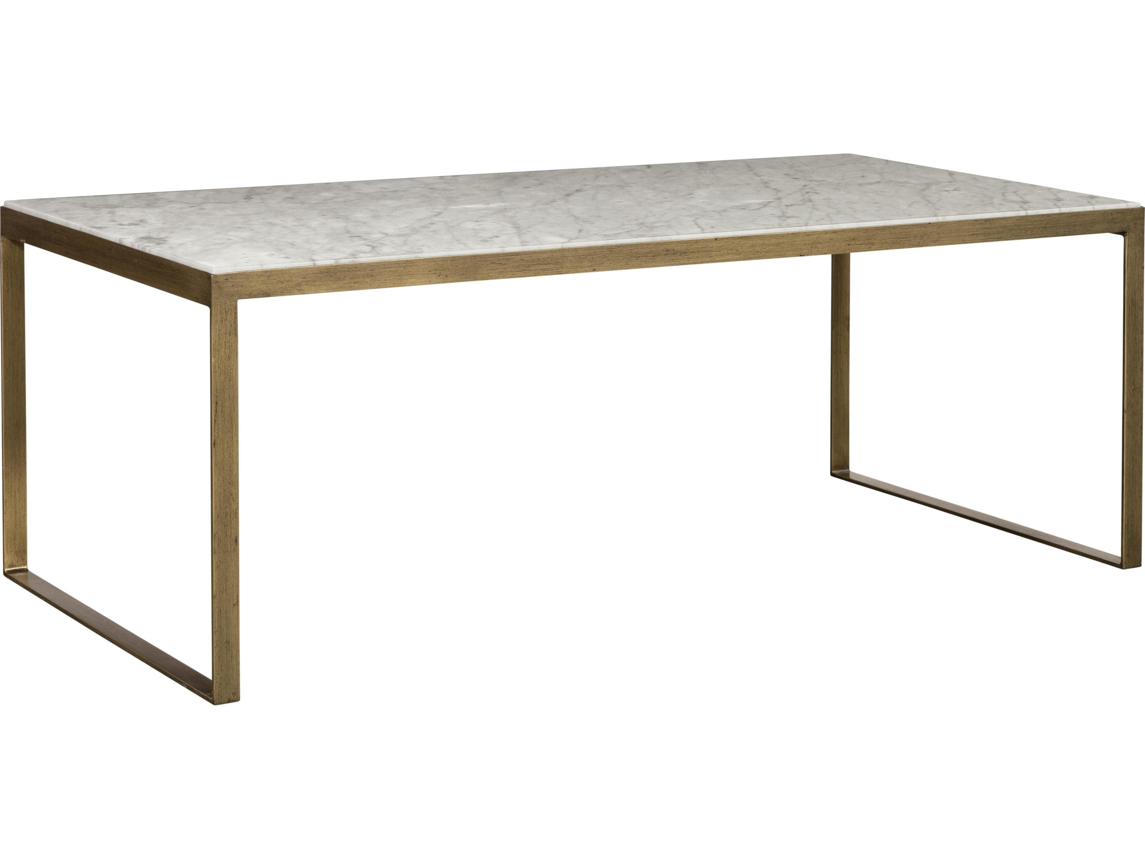 Sunpan Mixt Evert Rectangular Marble White Antique Brass Coffee Table