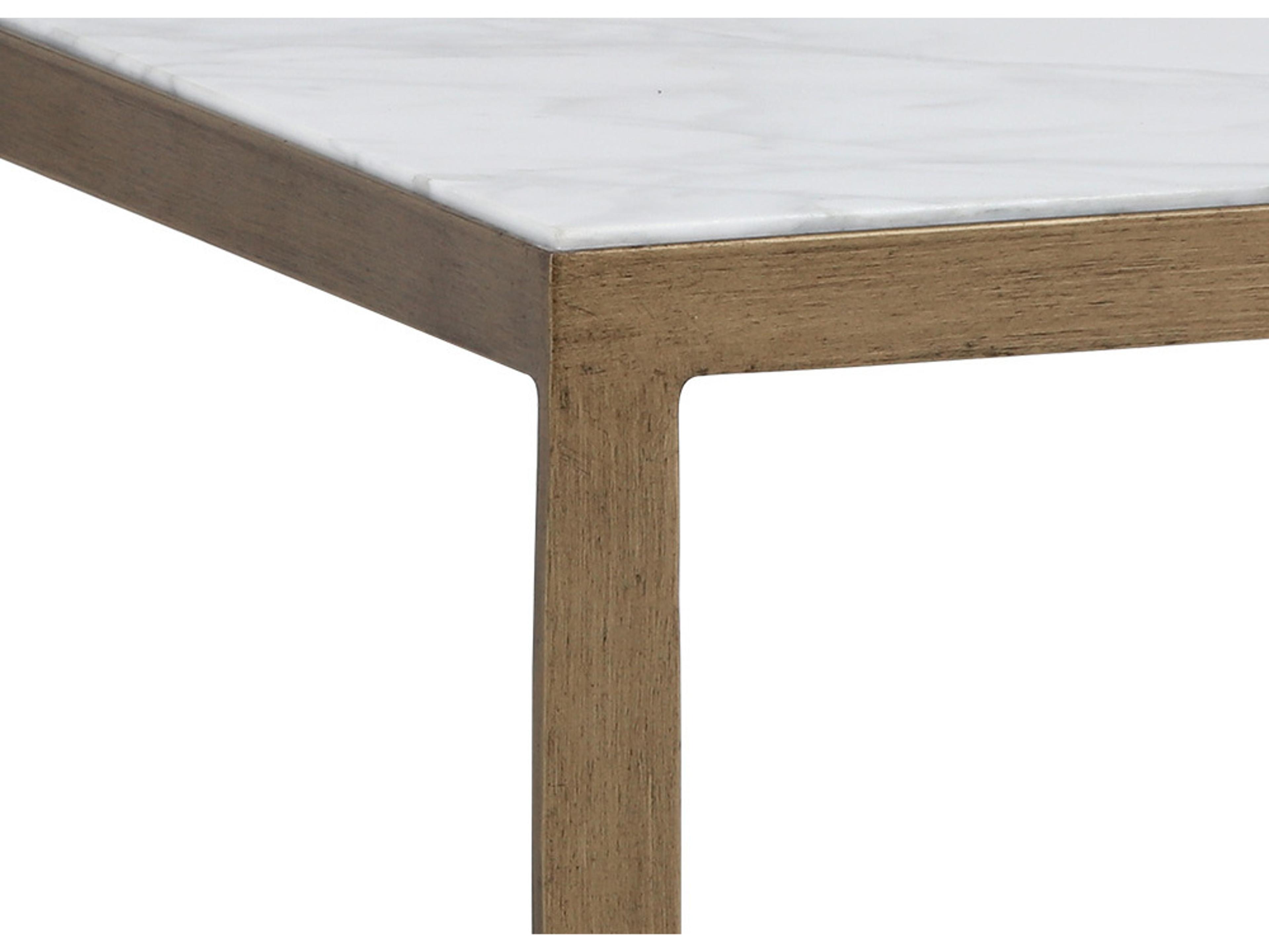 Sunpan Mixt Evert Square Marble White Antique Brass End Table