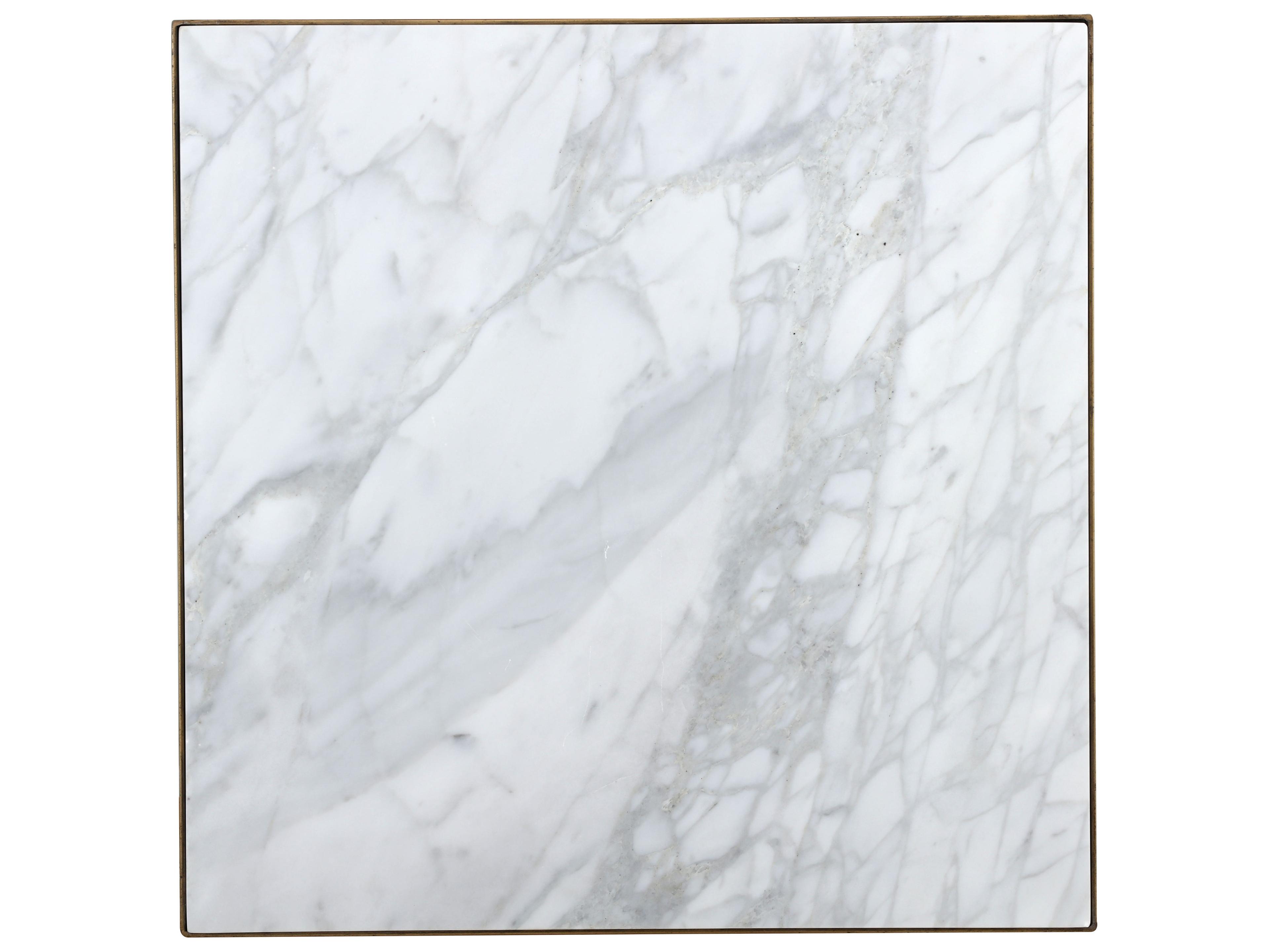 Sunpan Mixt Evert Square Marble White Antique Brass End Table