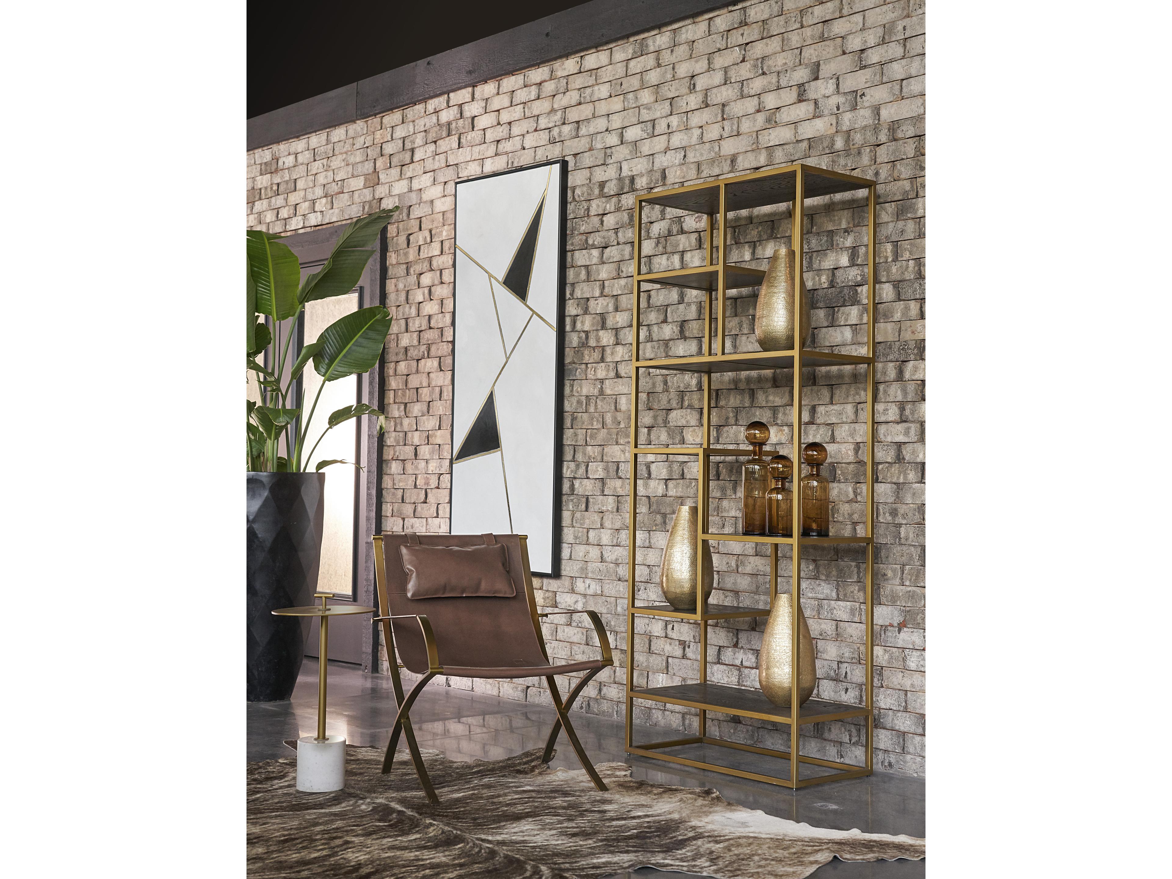 Sunpan Irongate Sia Round Metal White Brass End Table