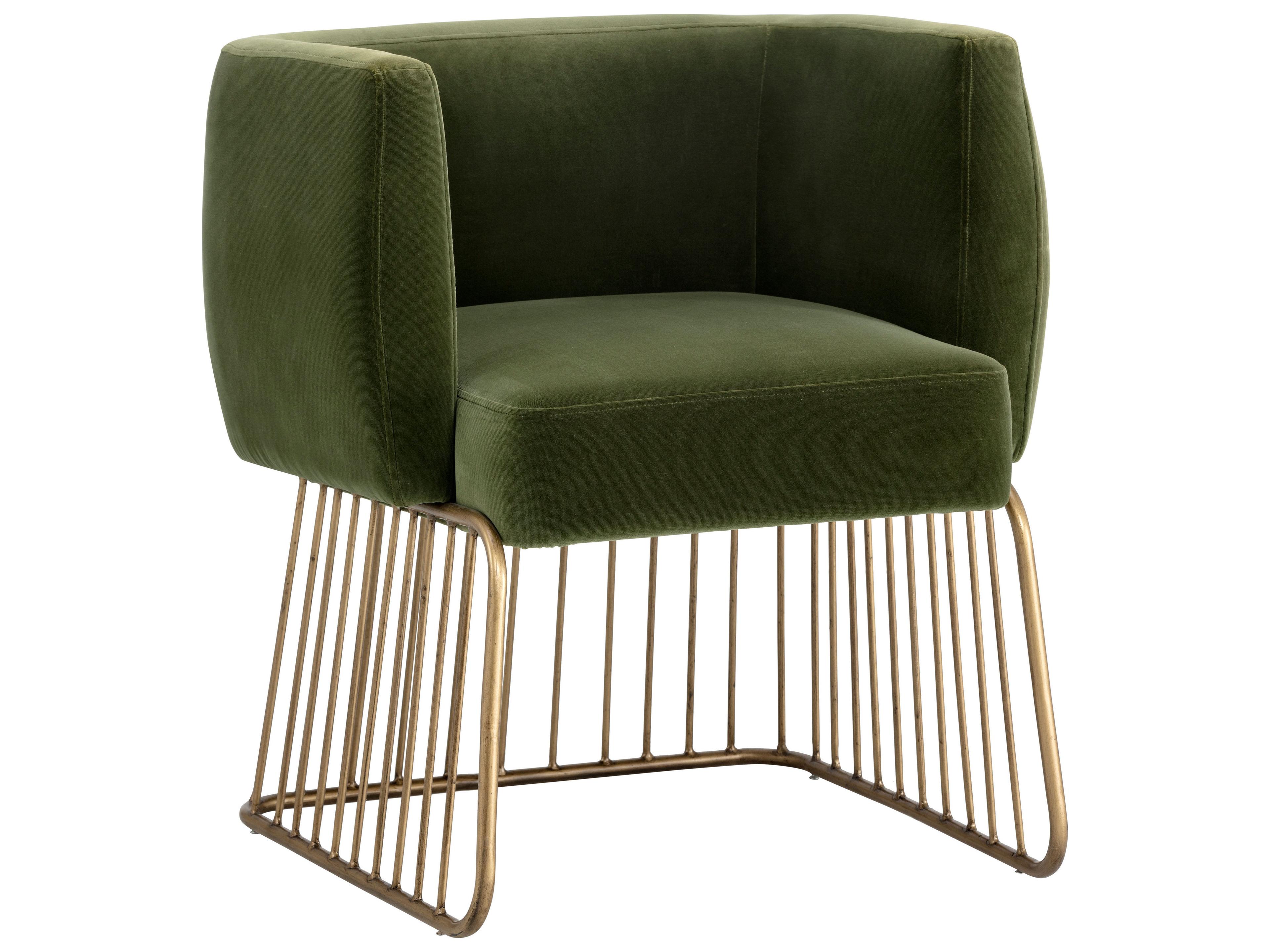 Sunpan Mixt Gala Green Upholstered Arm Dining Chair