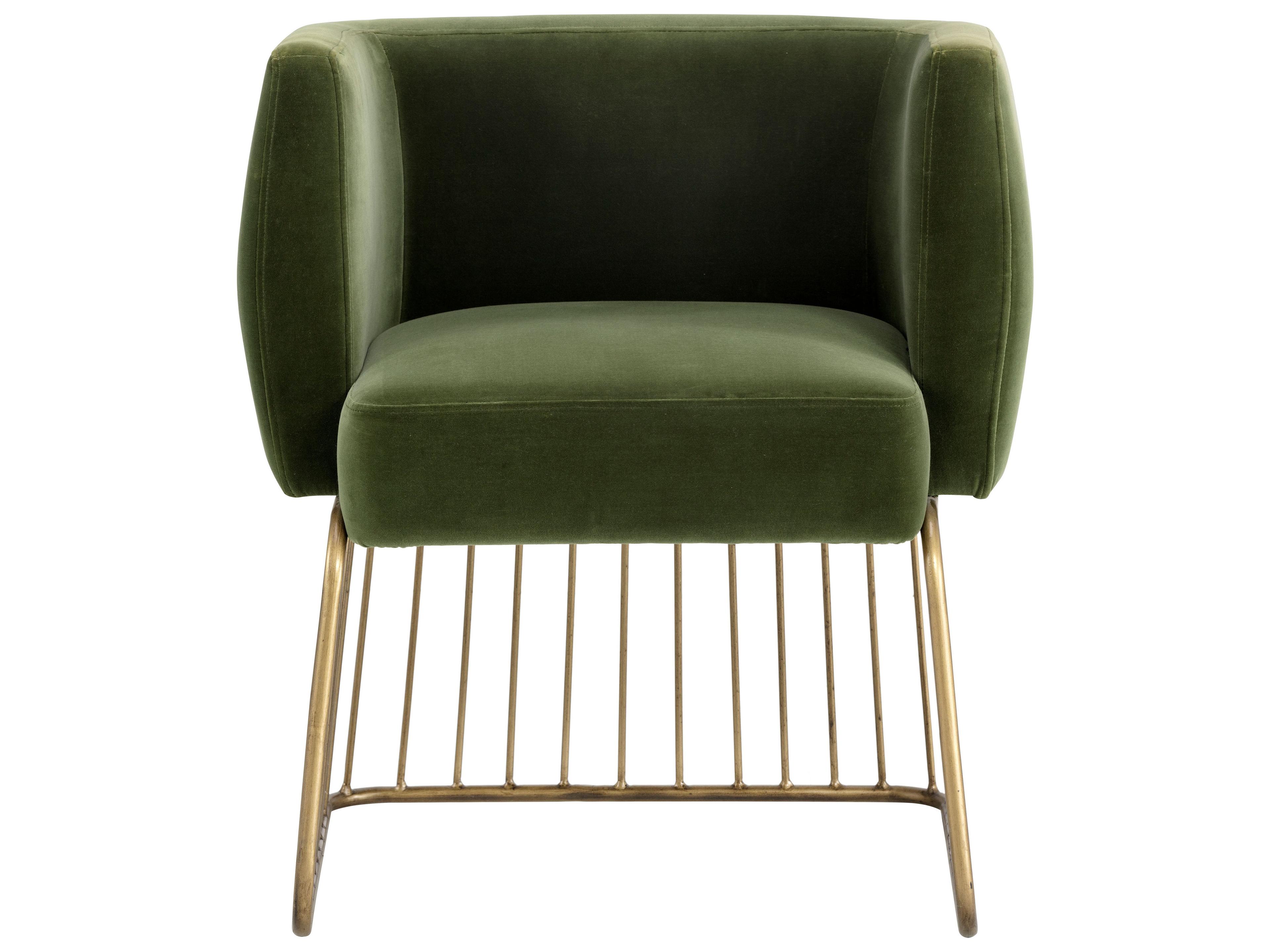 Sunpan Mixt Gala Green Upholstered Arm Dining Chair