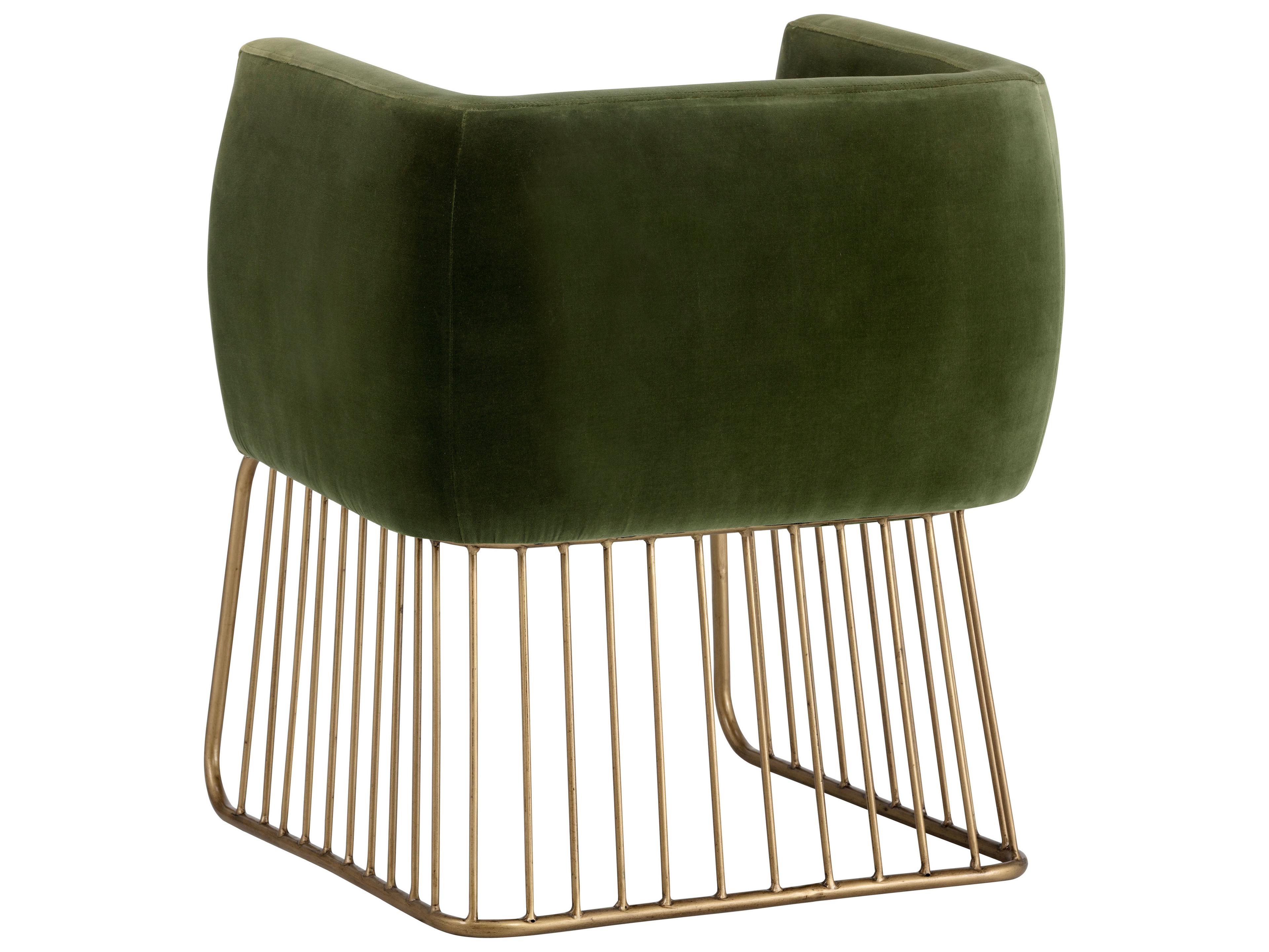Sunpan Mixt Gala Green Upholstered Arm Dining Chair