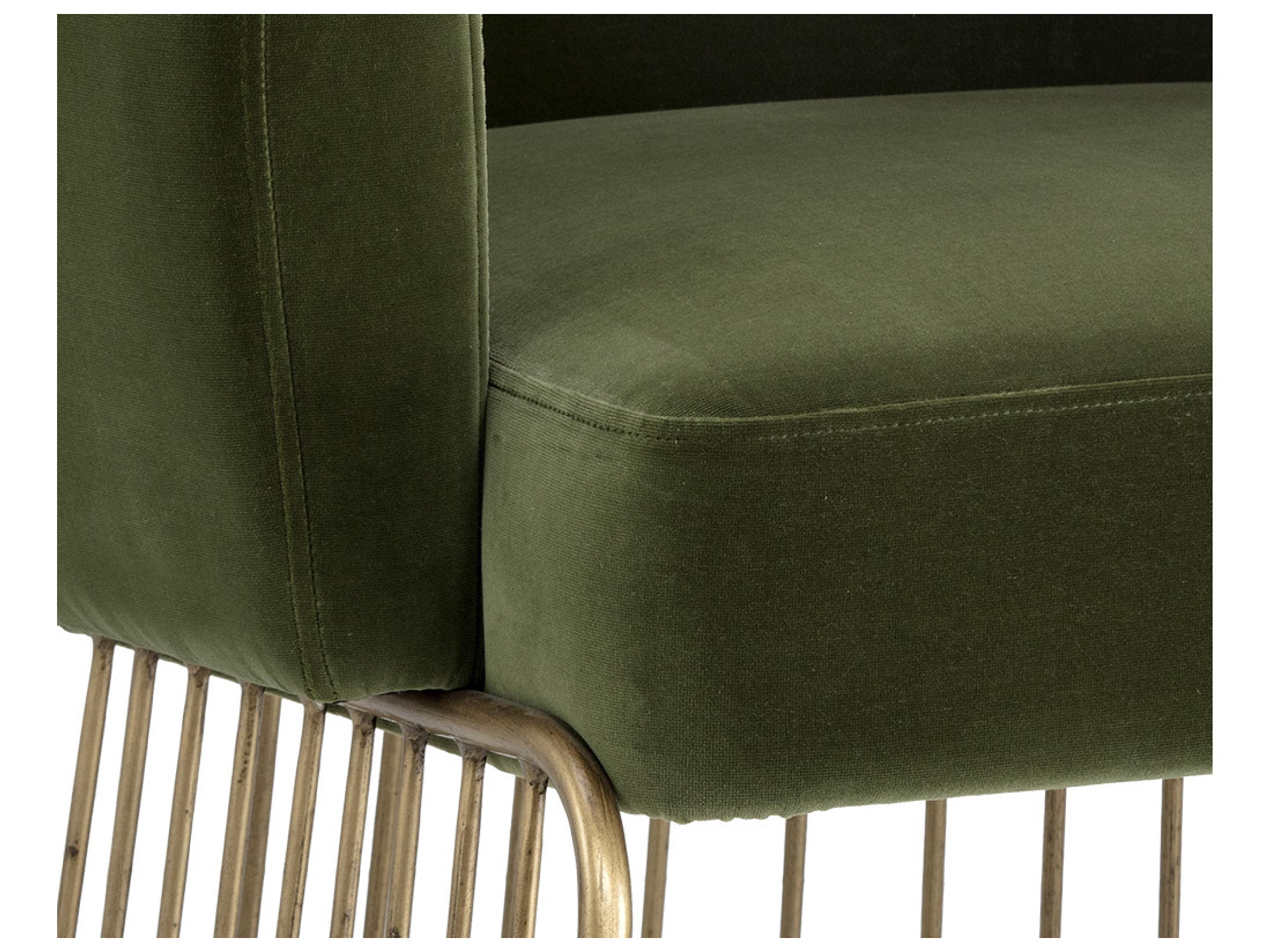 Sunpan Mixt Gala Green Upholstered Arm Dining Chair