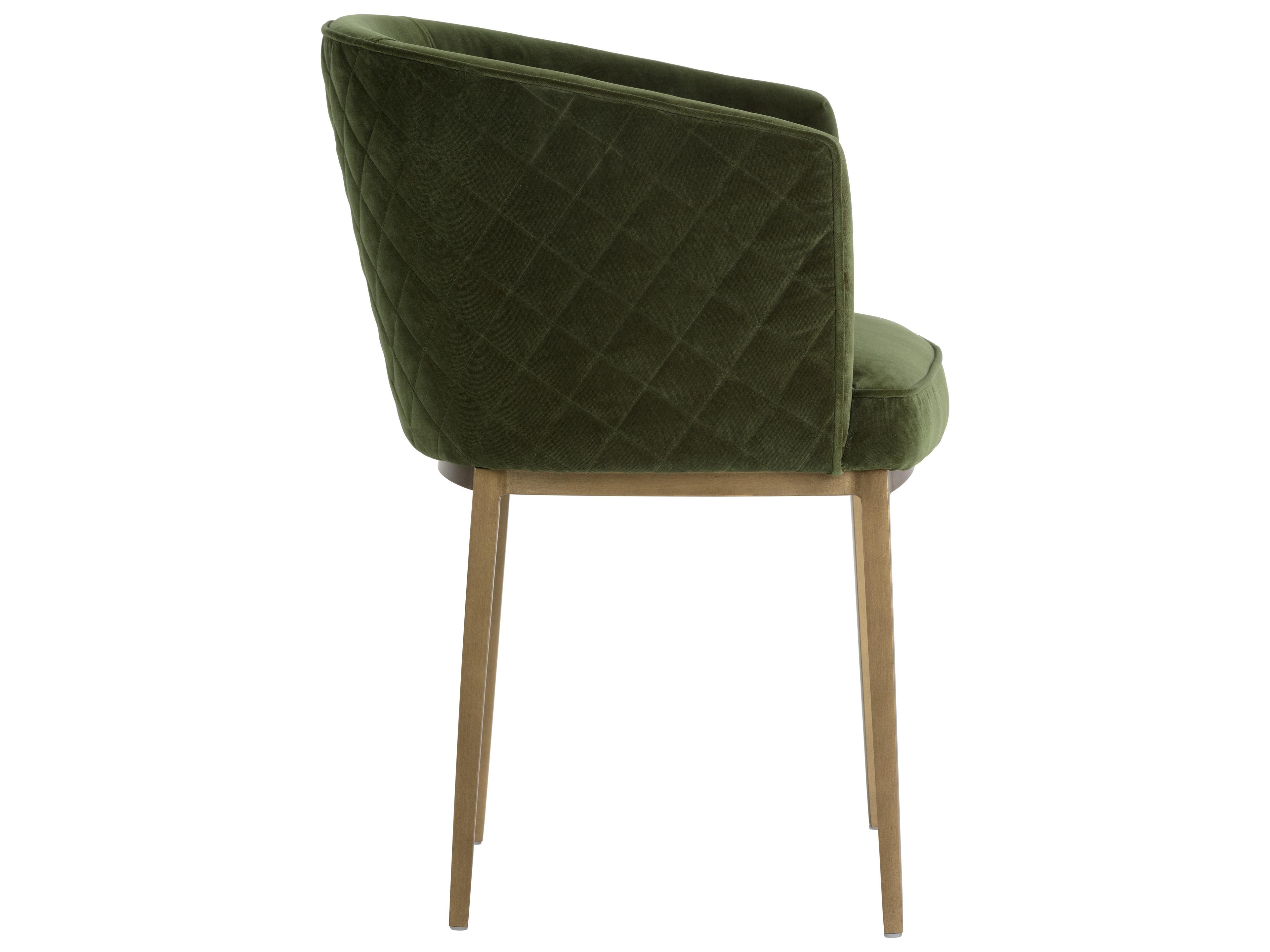 Sunpan Mixt Cornella Green Upholstered Arm Dining Chair
