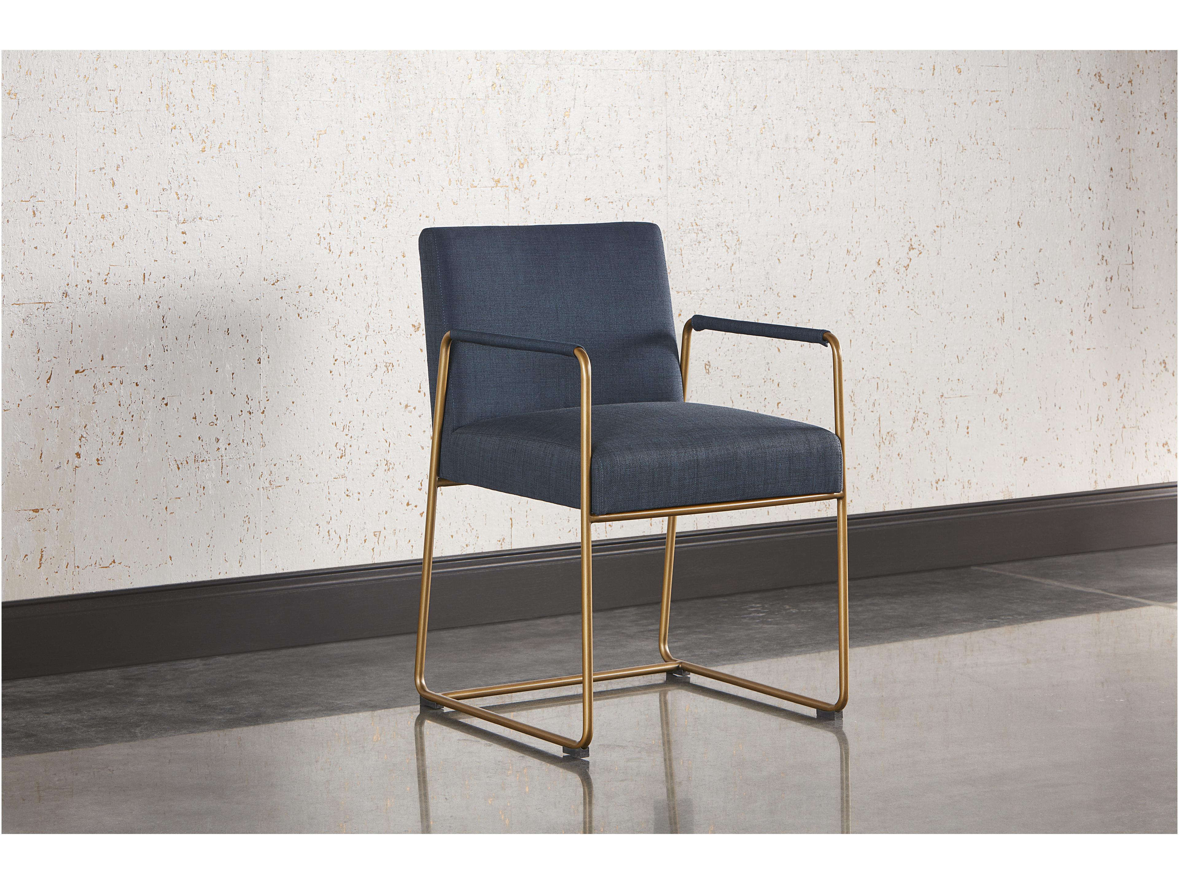 Sunpan Zenn Balford Blue Upholstered Arm Dining Chair