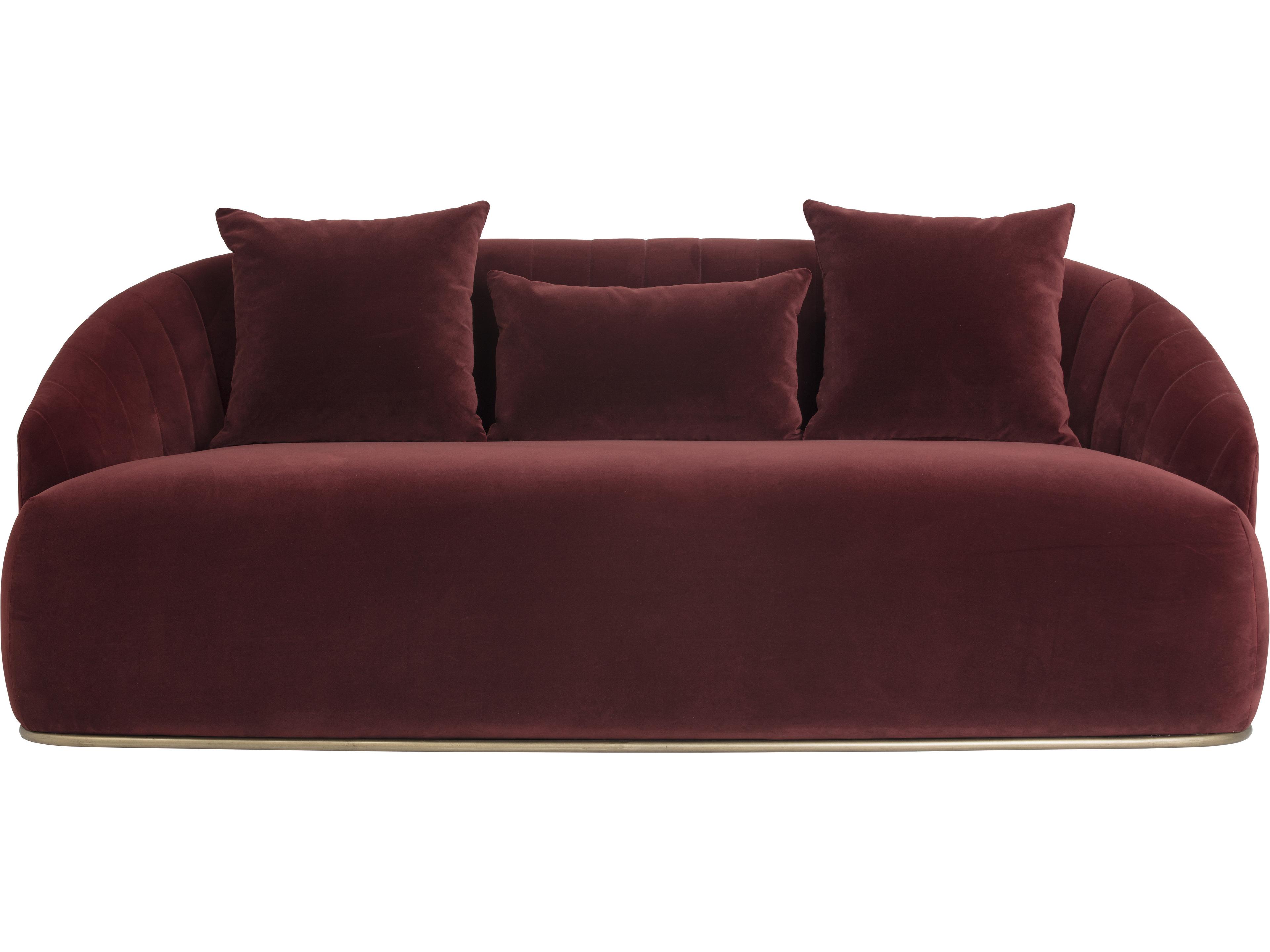 Mixt Astrid Merlot Antique Brass Red Upholstered Loveseat