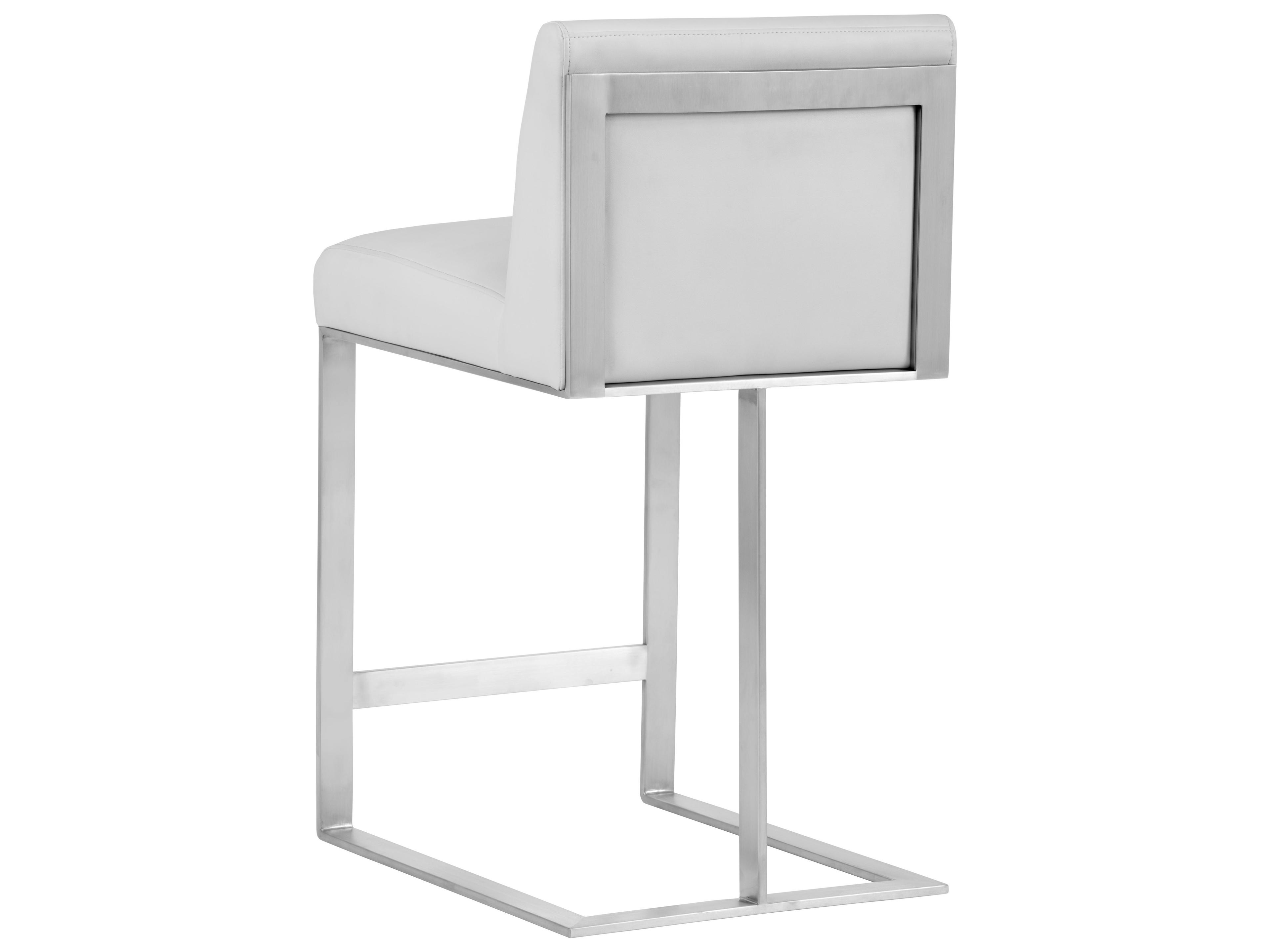 Sunpan Ikon 18.25" Dean Counter Stool Stainless Steel Cantina White