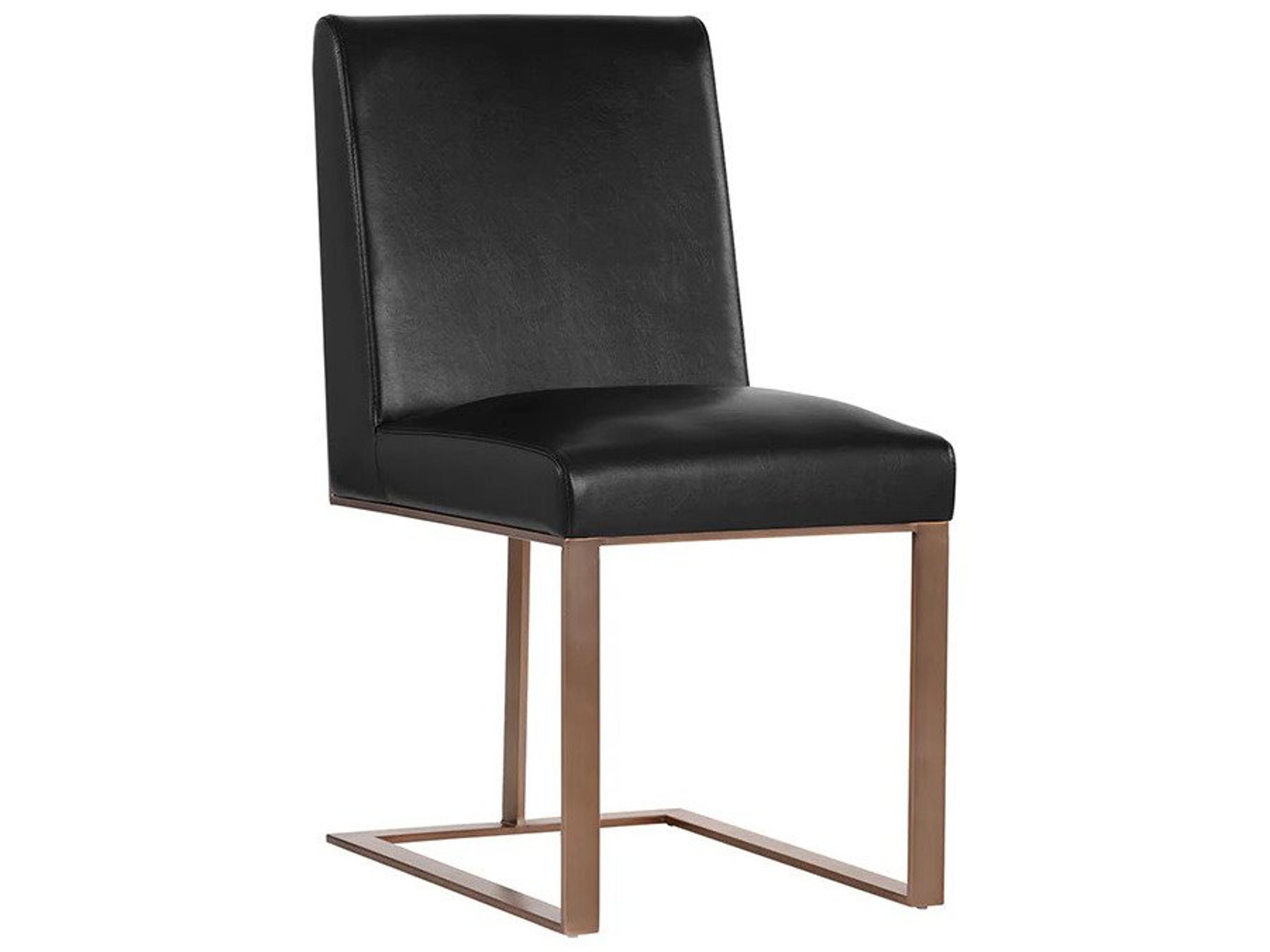 Ikon Dean Leather Black Upholstered Side Dining Chair