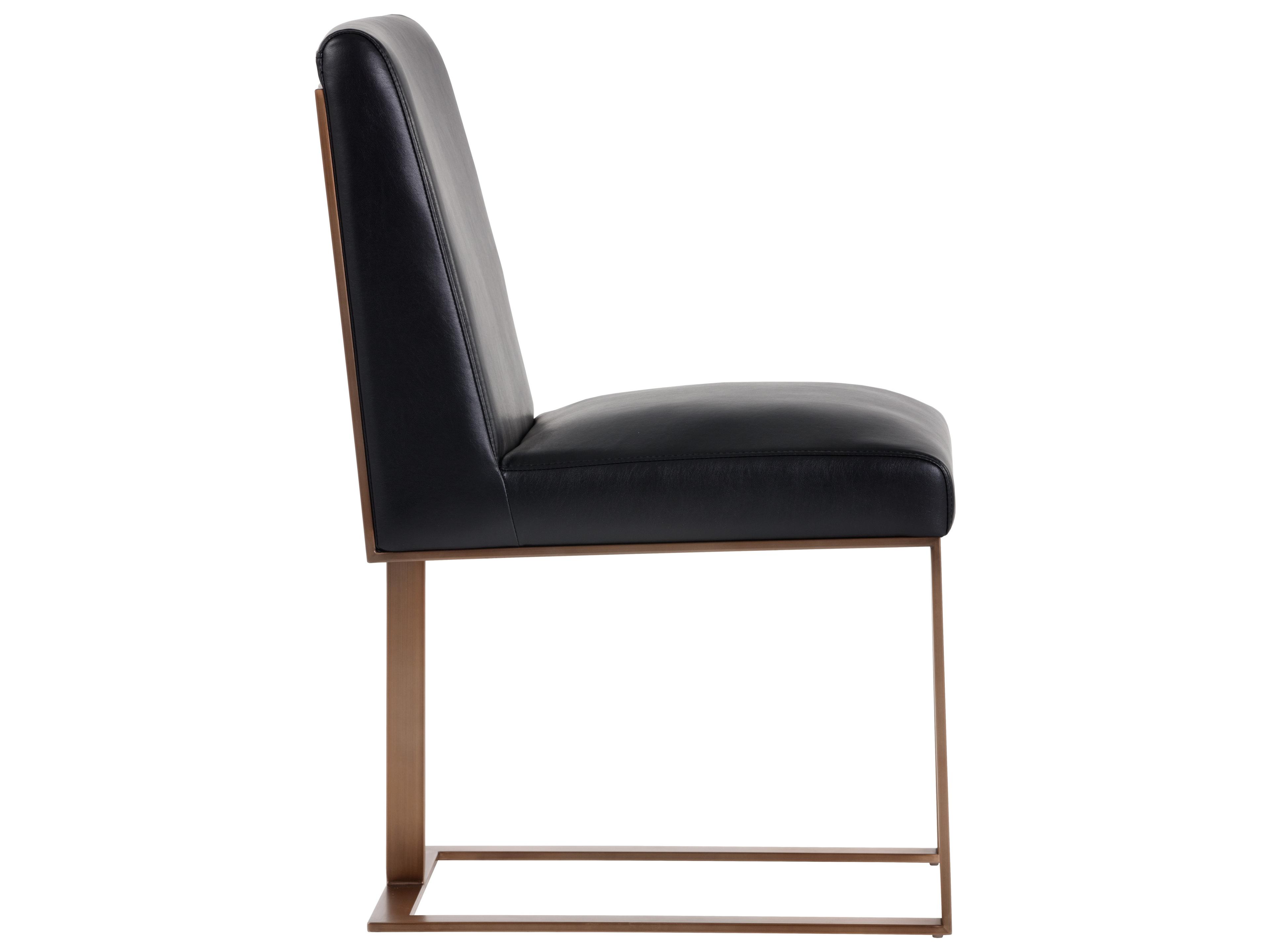 Sunpan Ikon Dean Leather Black Upholstered Side Dining Chair
