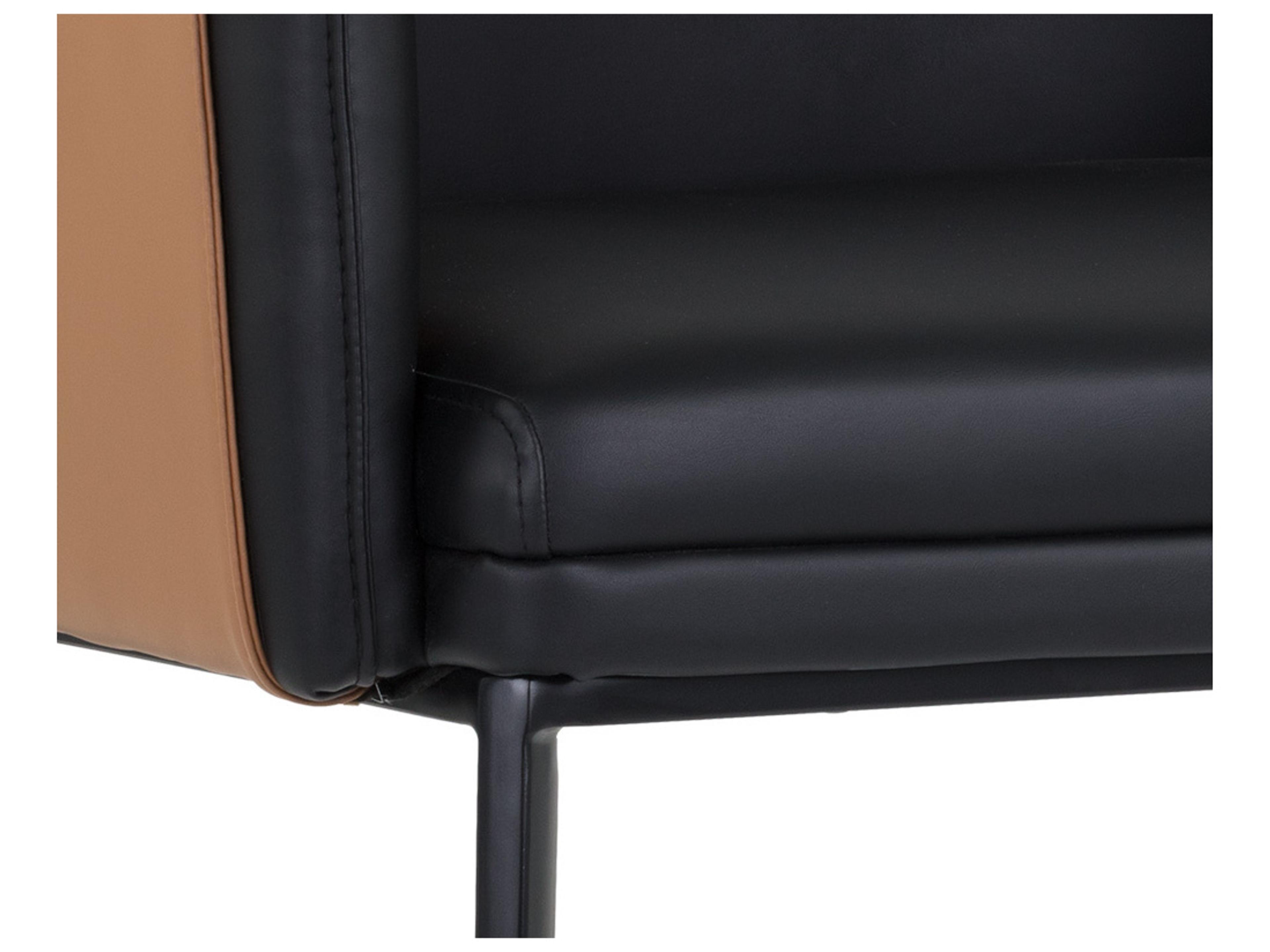 Sunpan Ikon Carter Leather Black Upholstered Arm Dining Chair