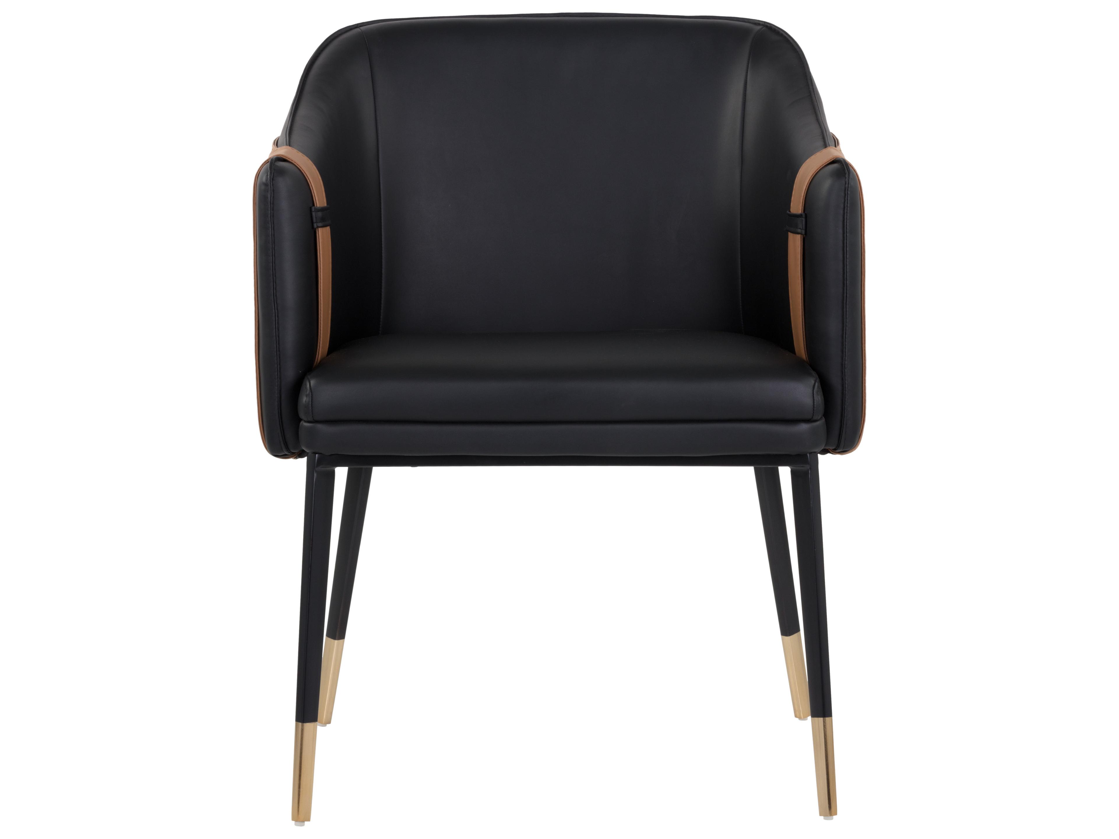 Sunpan Ikon Carter Leather Black Upholstered Arm Dining Chair