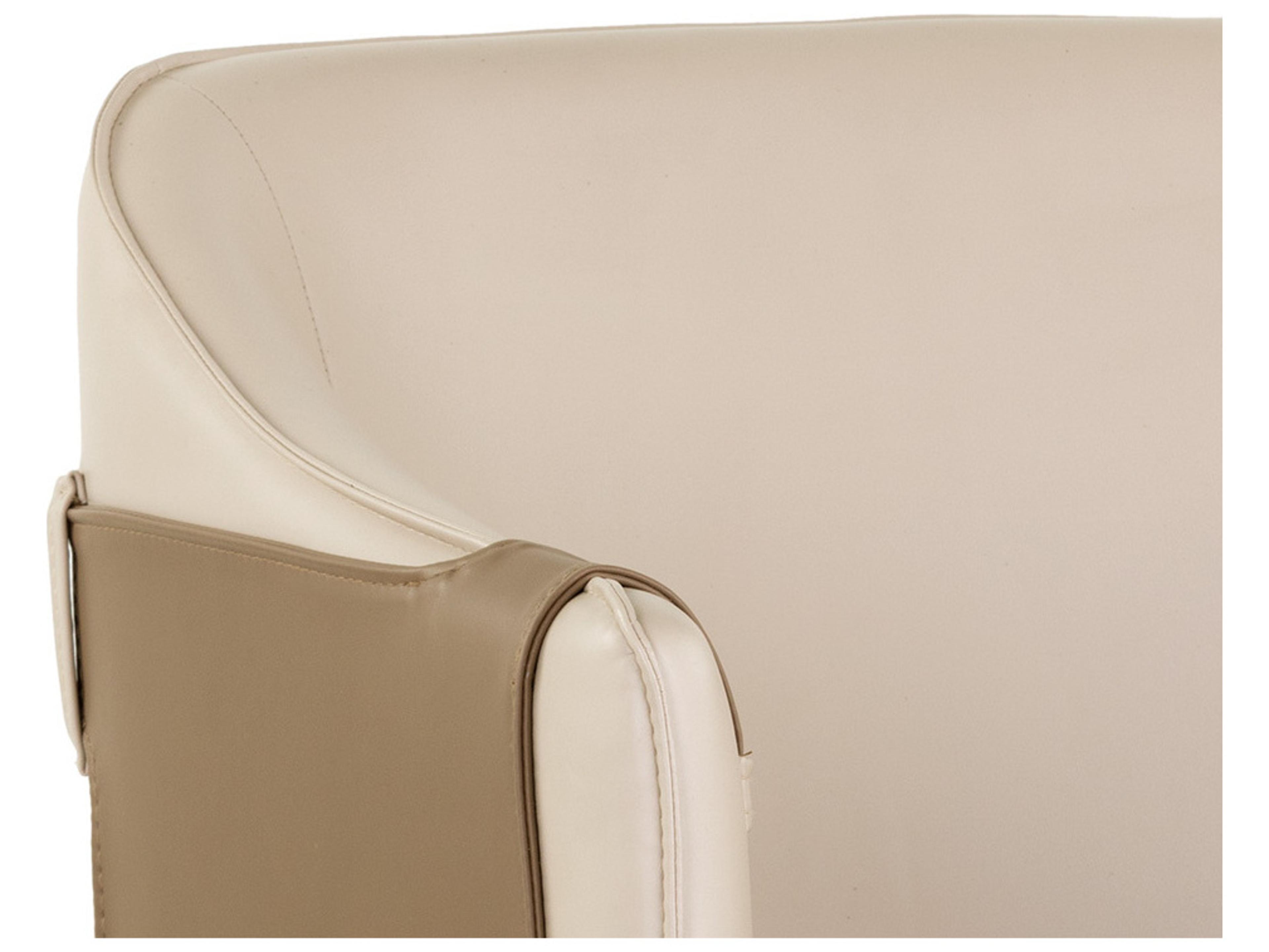 Sunpan Ikon Carter Leather Beige Upholstered Arm Dining Chair