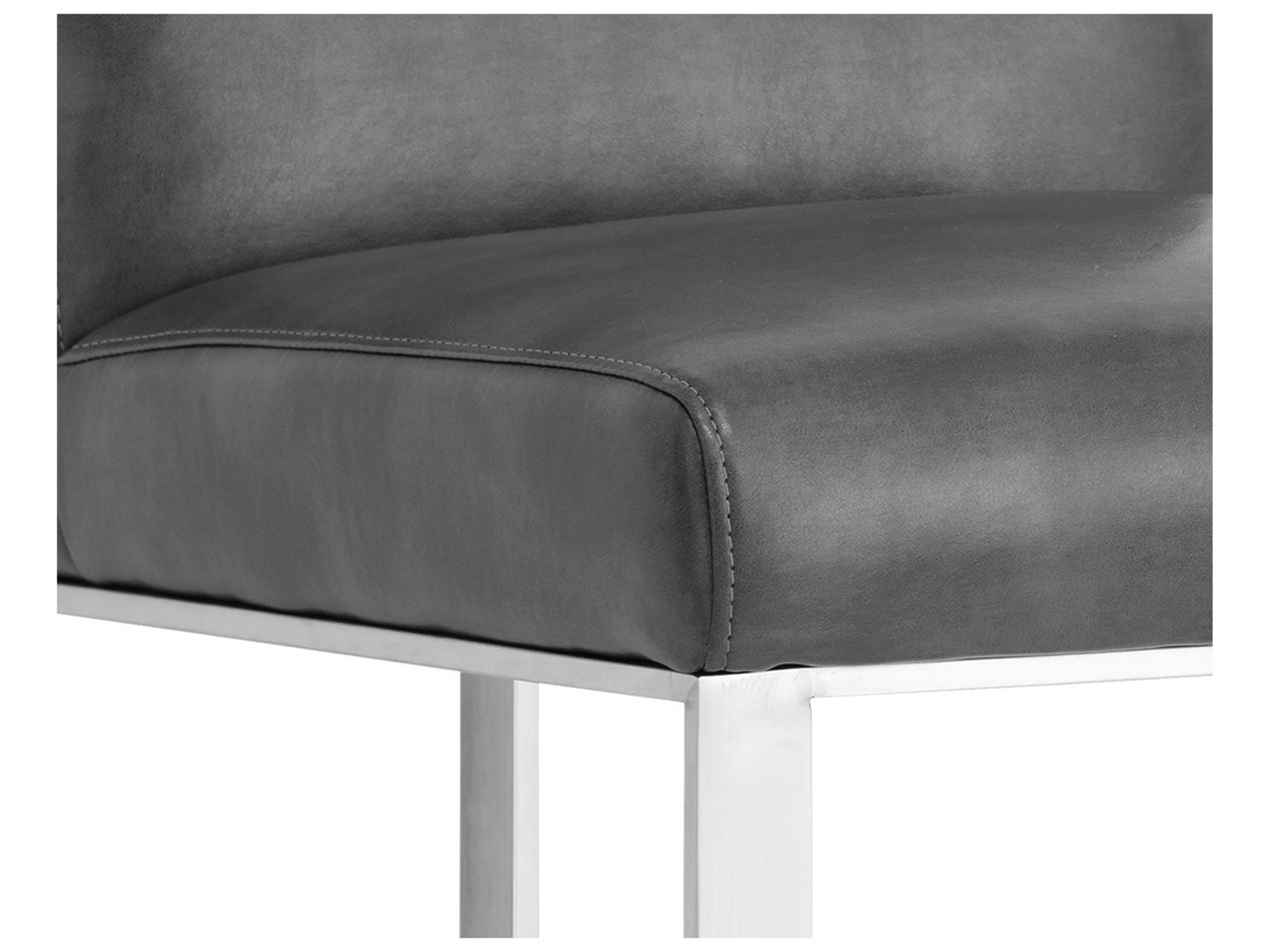 Sunpan Ikon Dean Leather Cantina Magnetite Brushed Steel Counter Stool