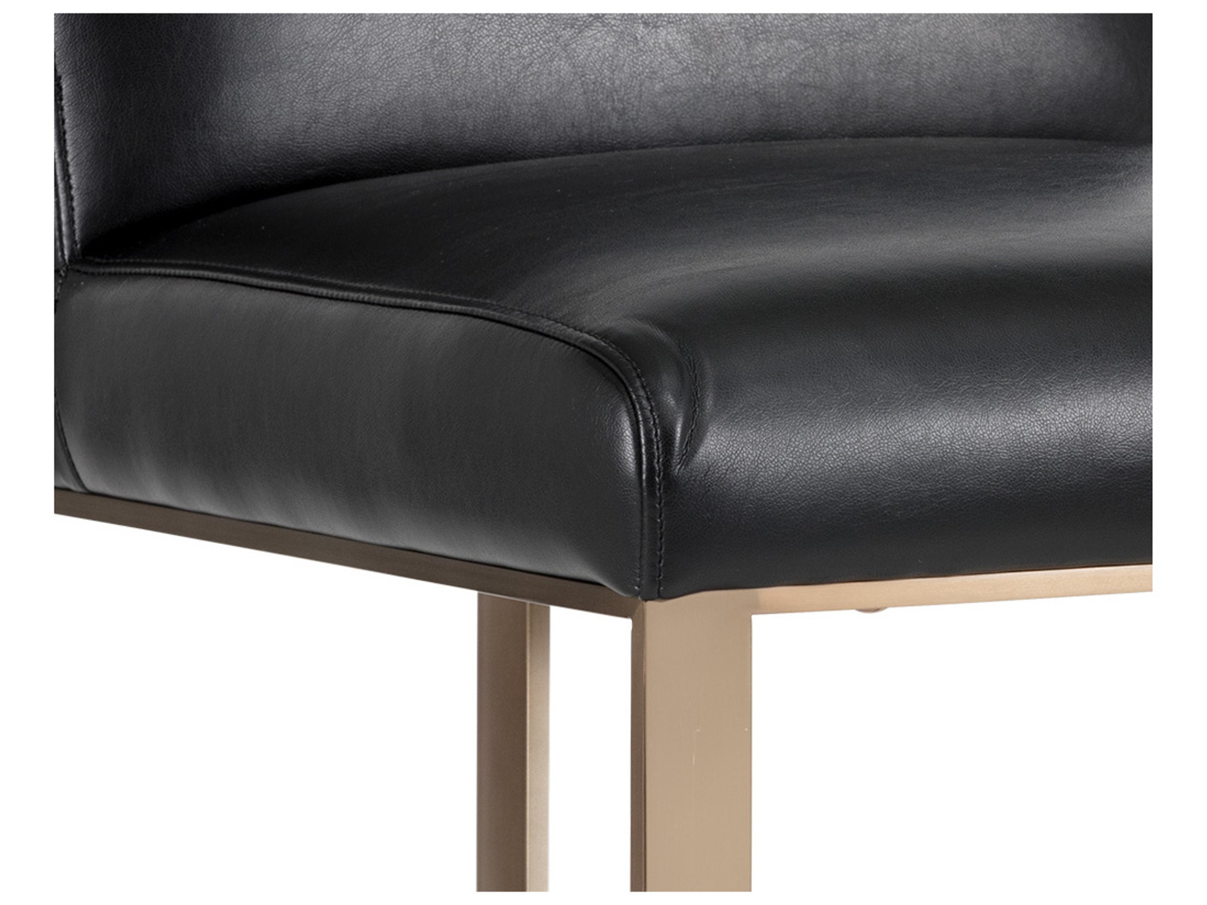 Sunpan Ikon Dean Leather Cantina Black Antique Brass Bar Stool