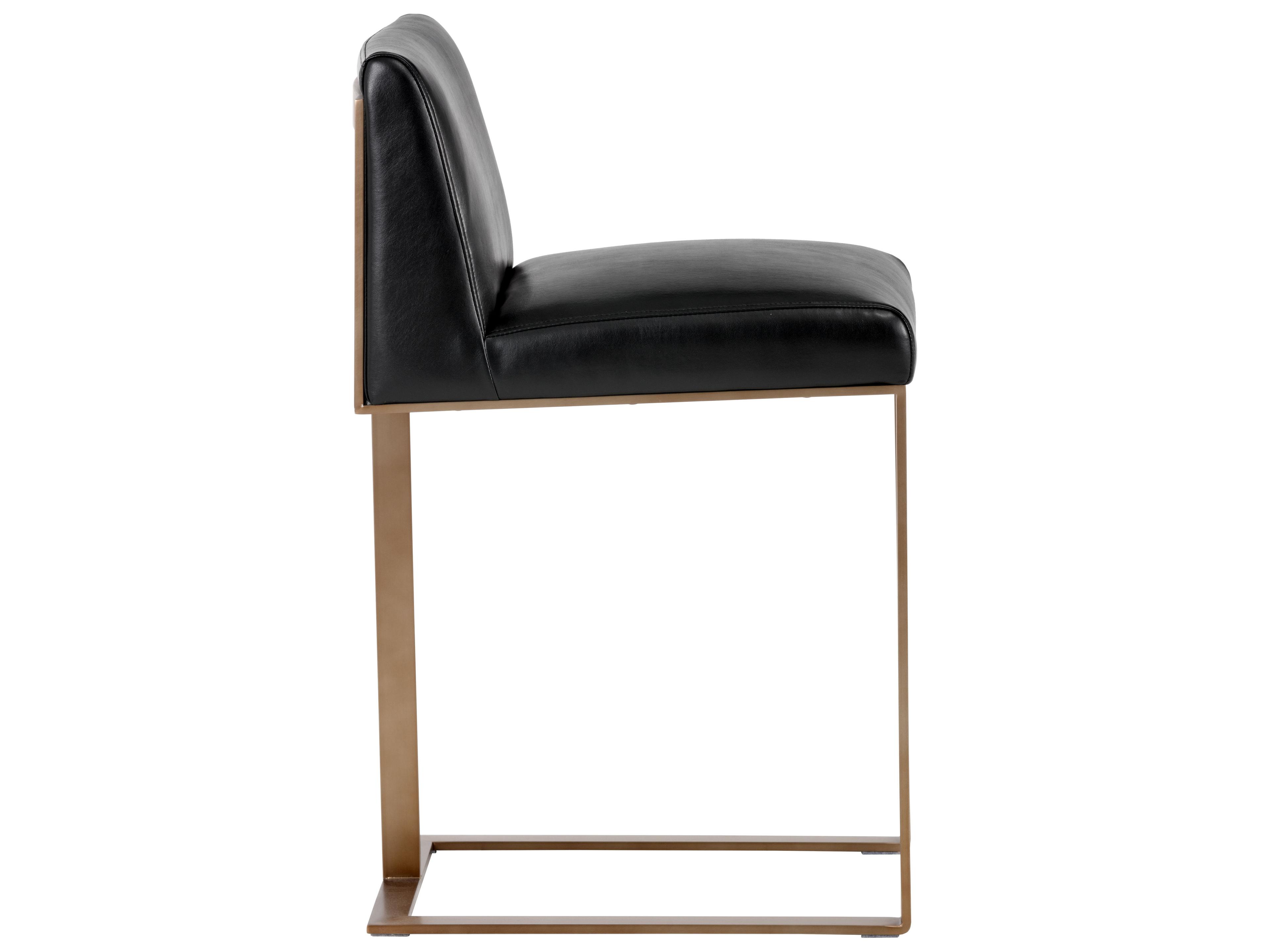 Sunpan Ikon Dean Leather Cantina Black Antique Brass Counter Stool