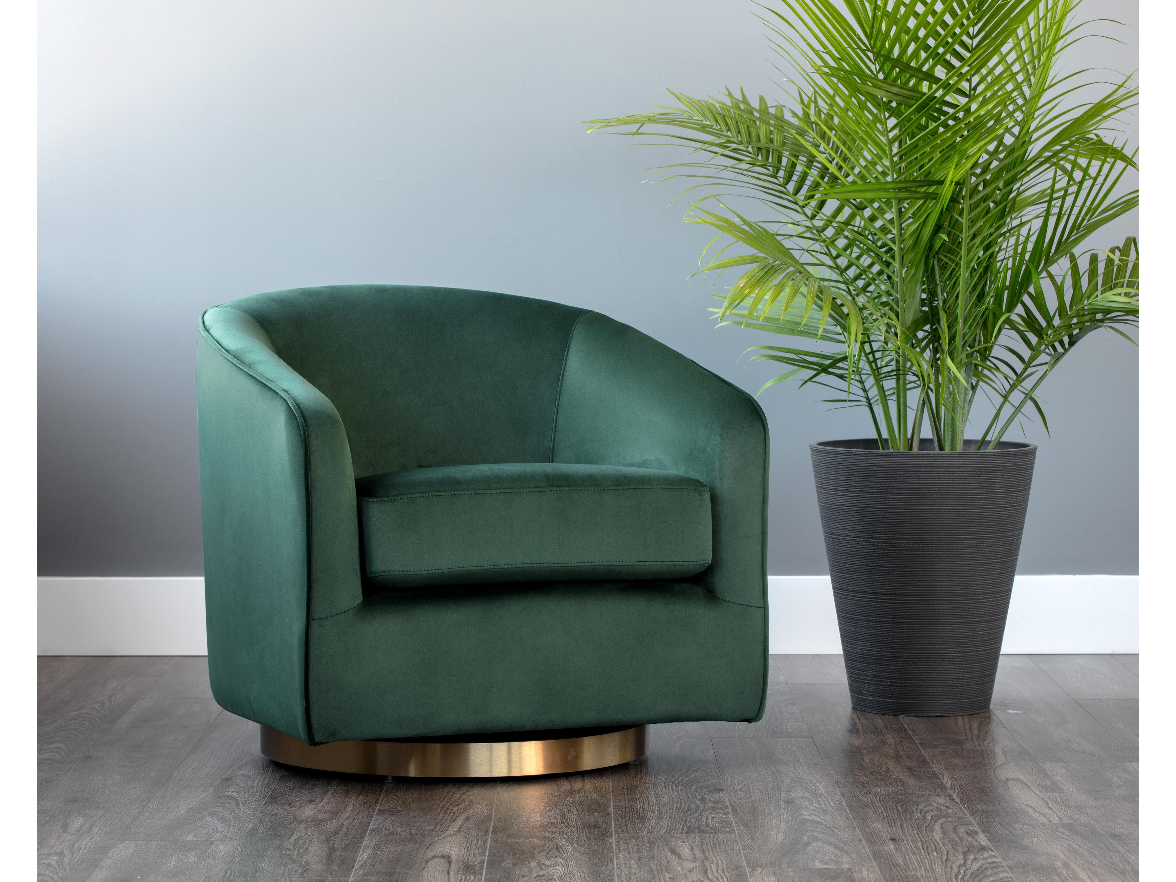 Sunpan Hazel Swivel Gold Fabric Accent Chair