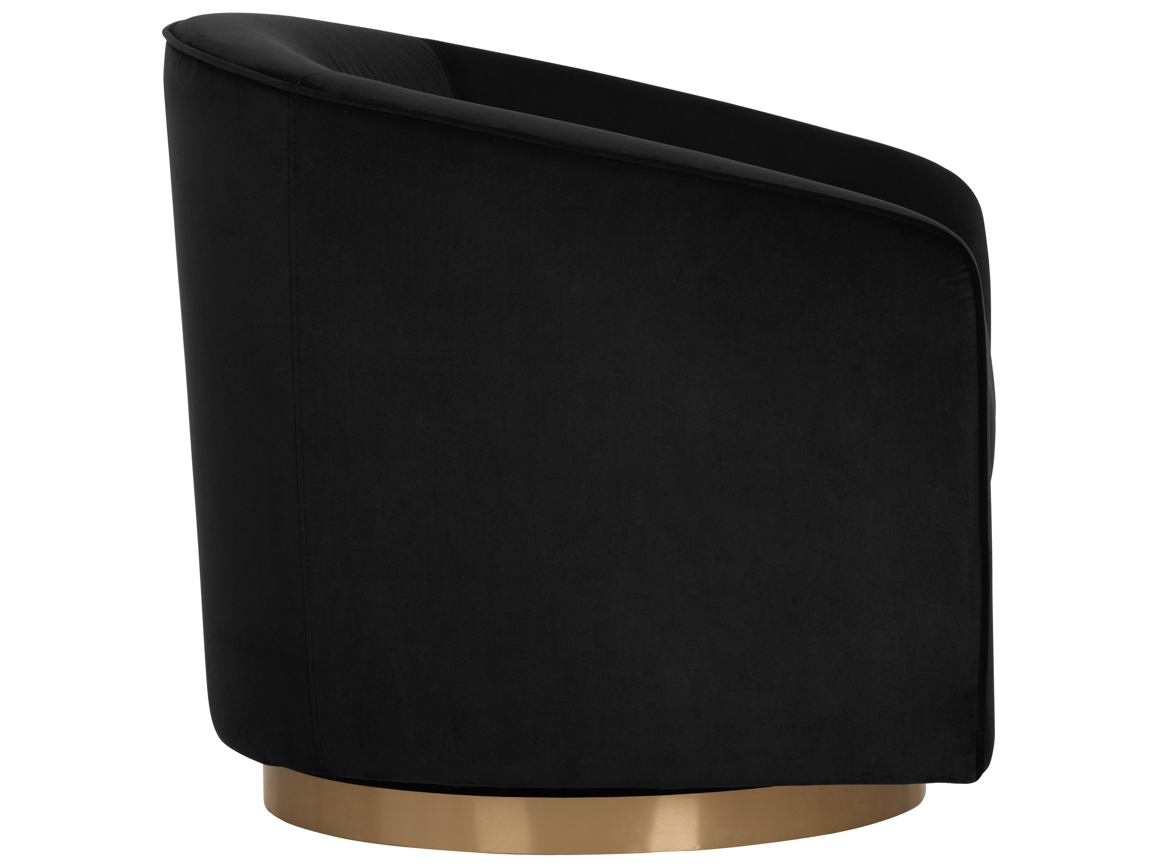 Sunpan Hazel Swivel Black Fabric Accent Chair