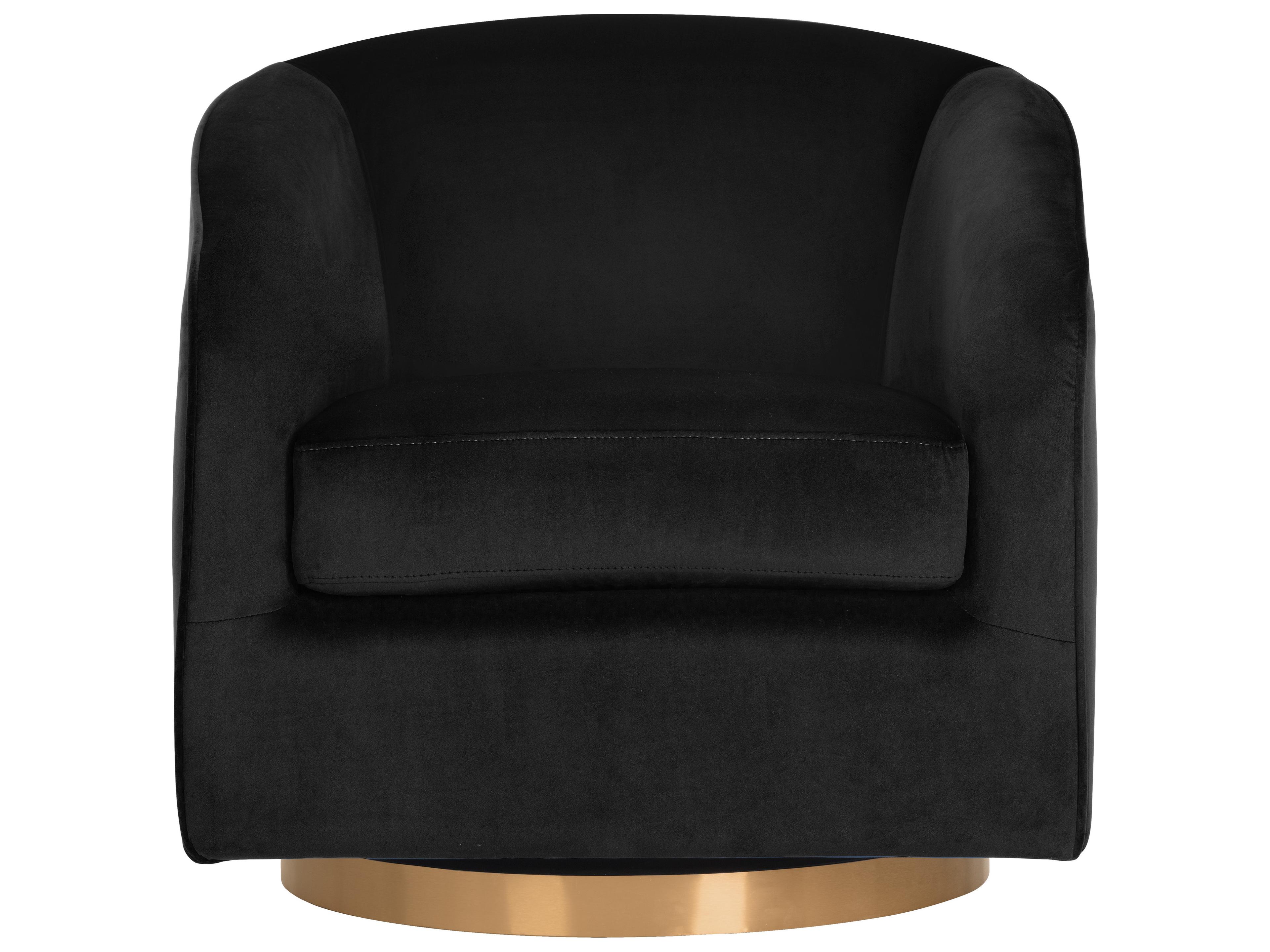 Sunpan Hazel Swivel Black Fabric Accent Chair