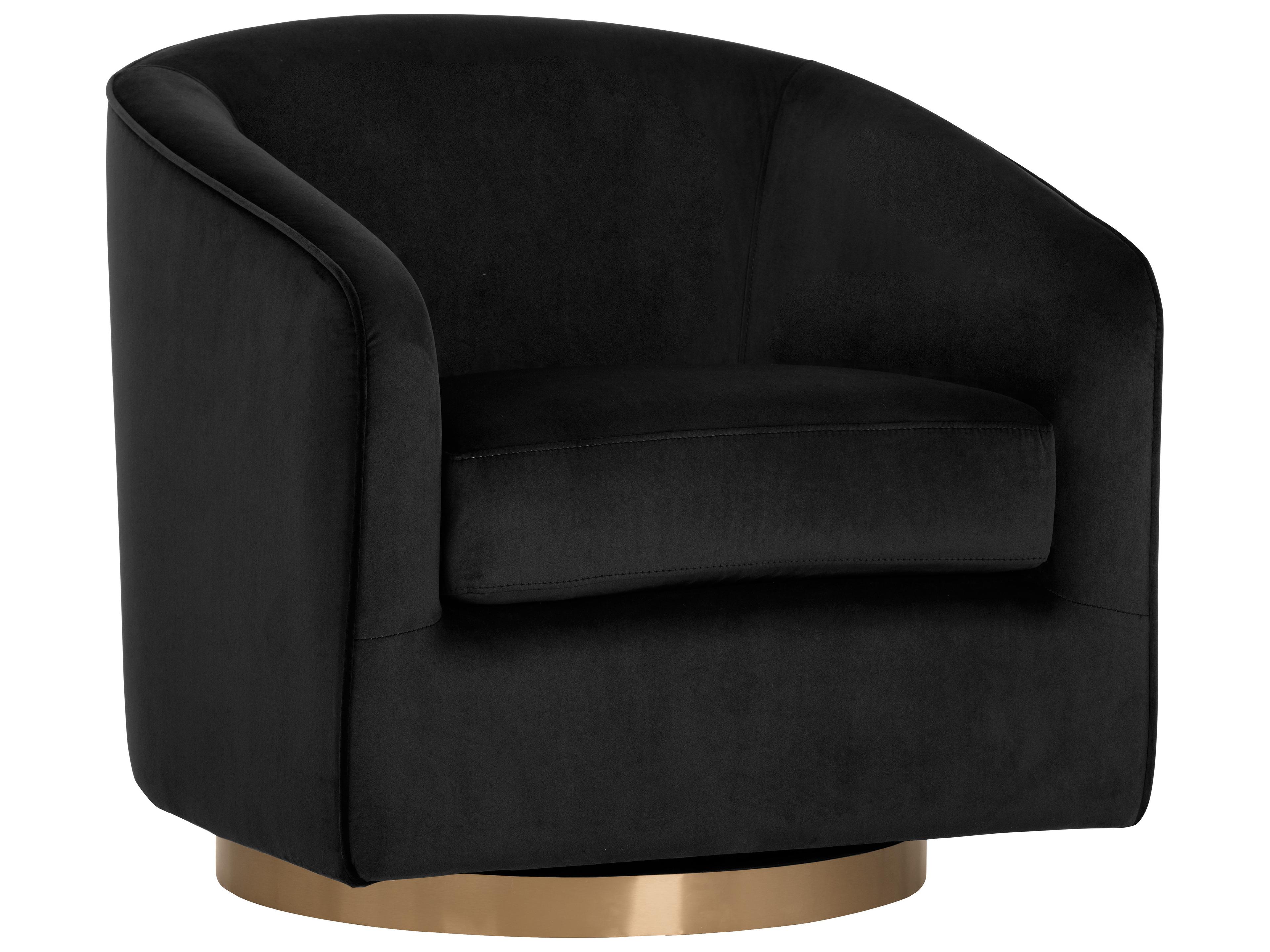 Hazel Swivel Black Fabric Accent Chair
