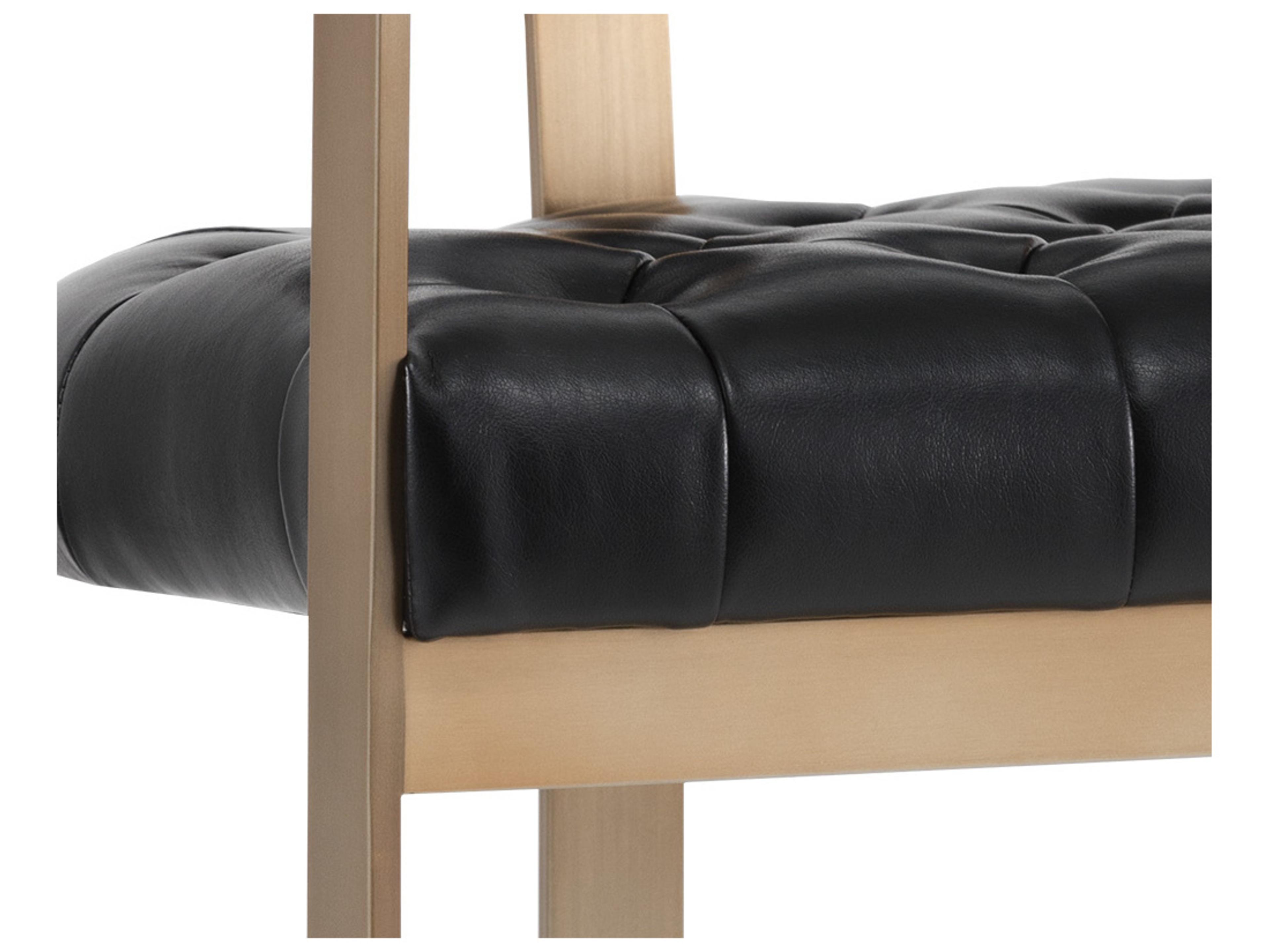 Sunpan Ikon Beaumont Leather Cantina Black Antique Brass Counter Stool