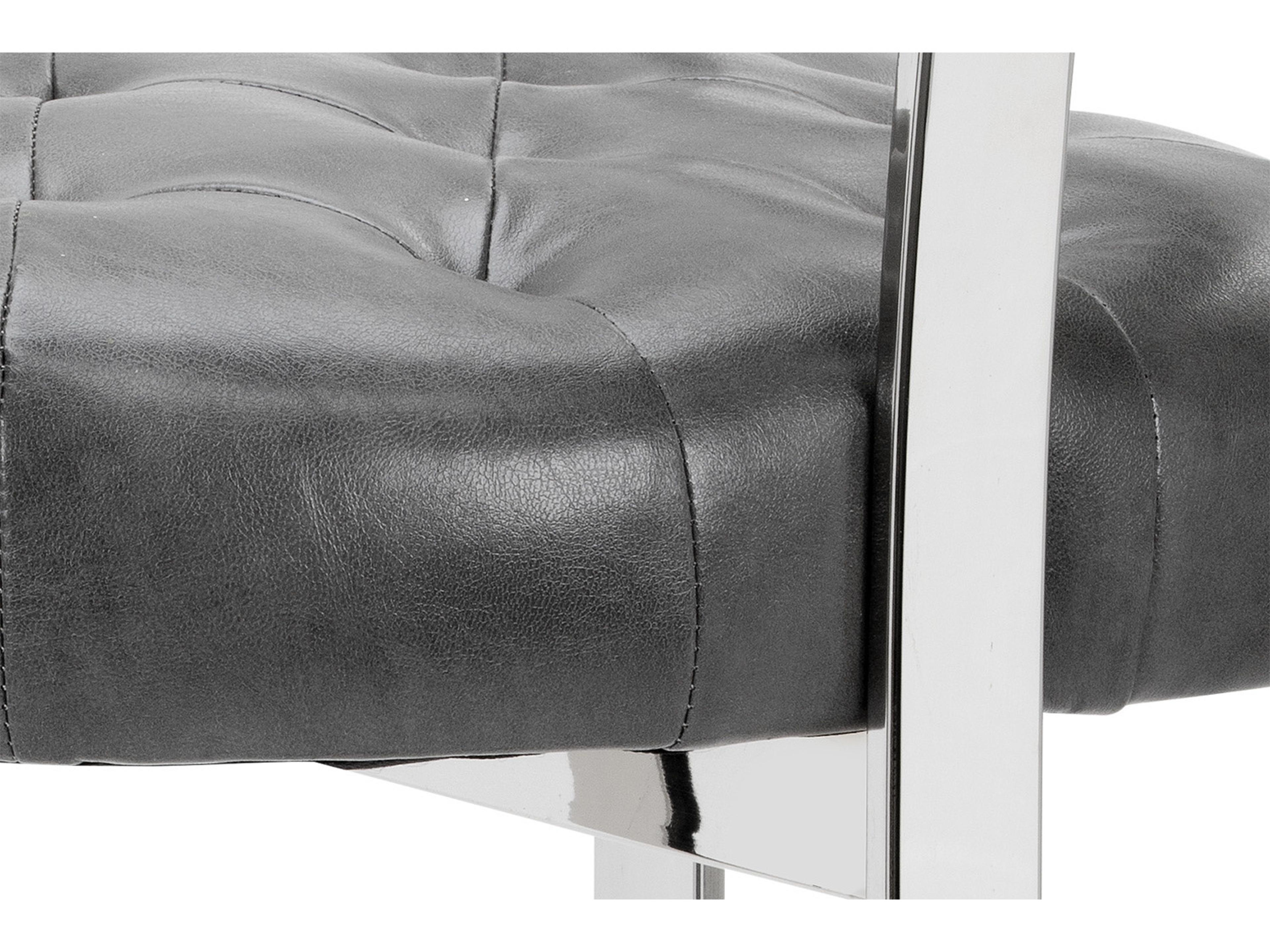 Sunpan Ikon Beaumont Leather Cantina Magnetite Polished Steel Counter Stool