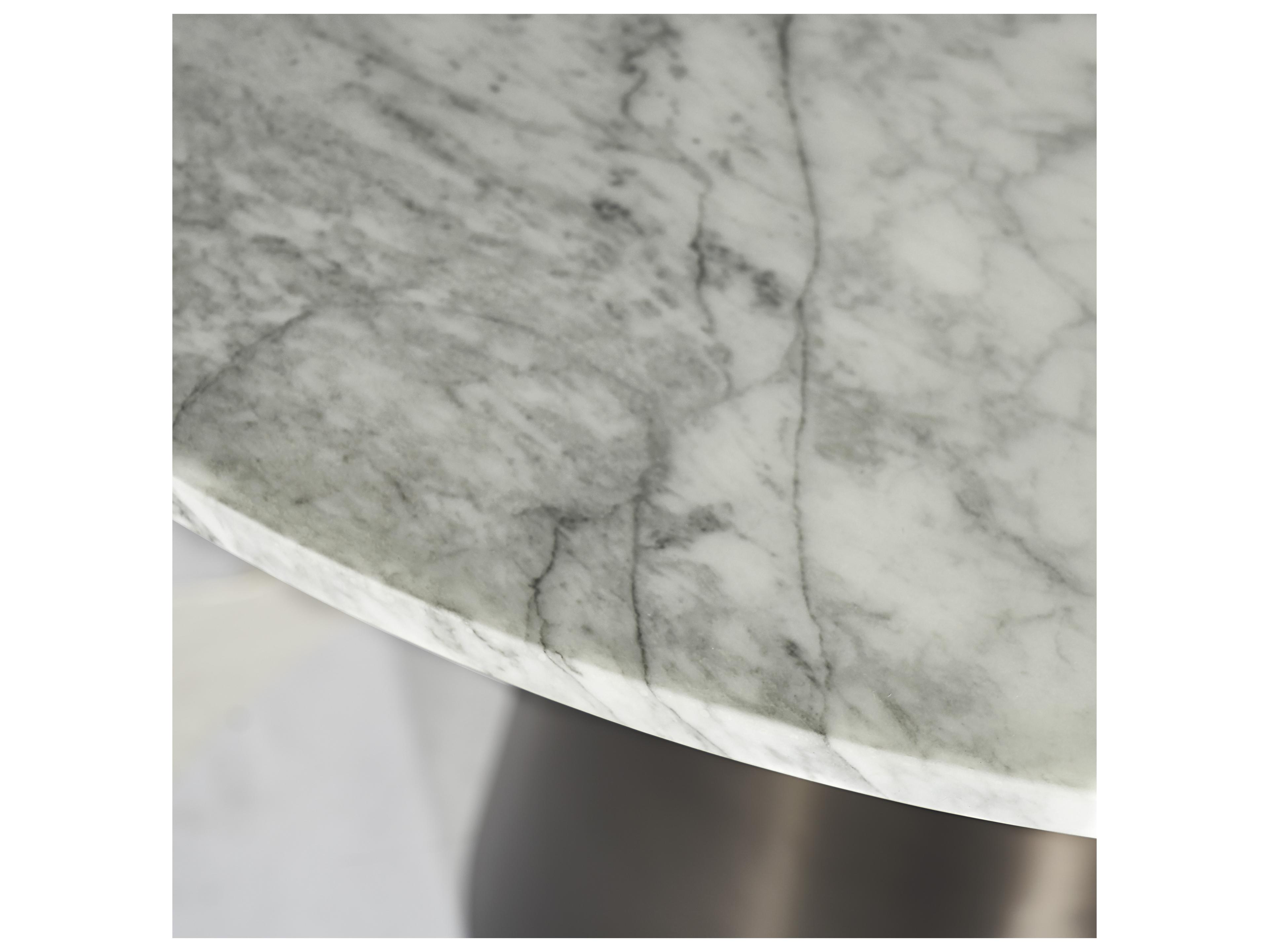 Sunpan Ikon Damon Round Marble White Gunmetal Dining Table